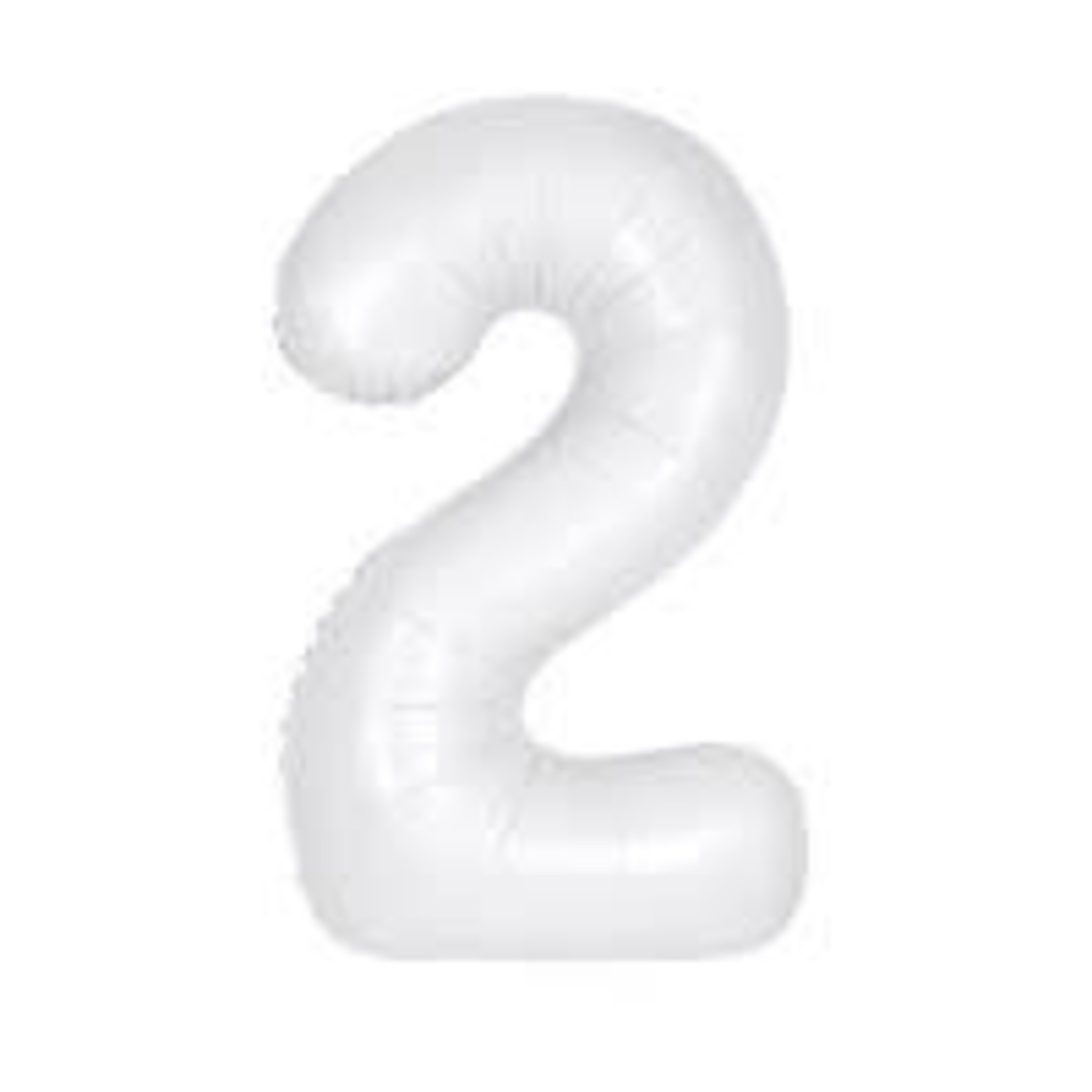 Matte White Number 2 Shaped Foil Balloon 34"  Packaged
