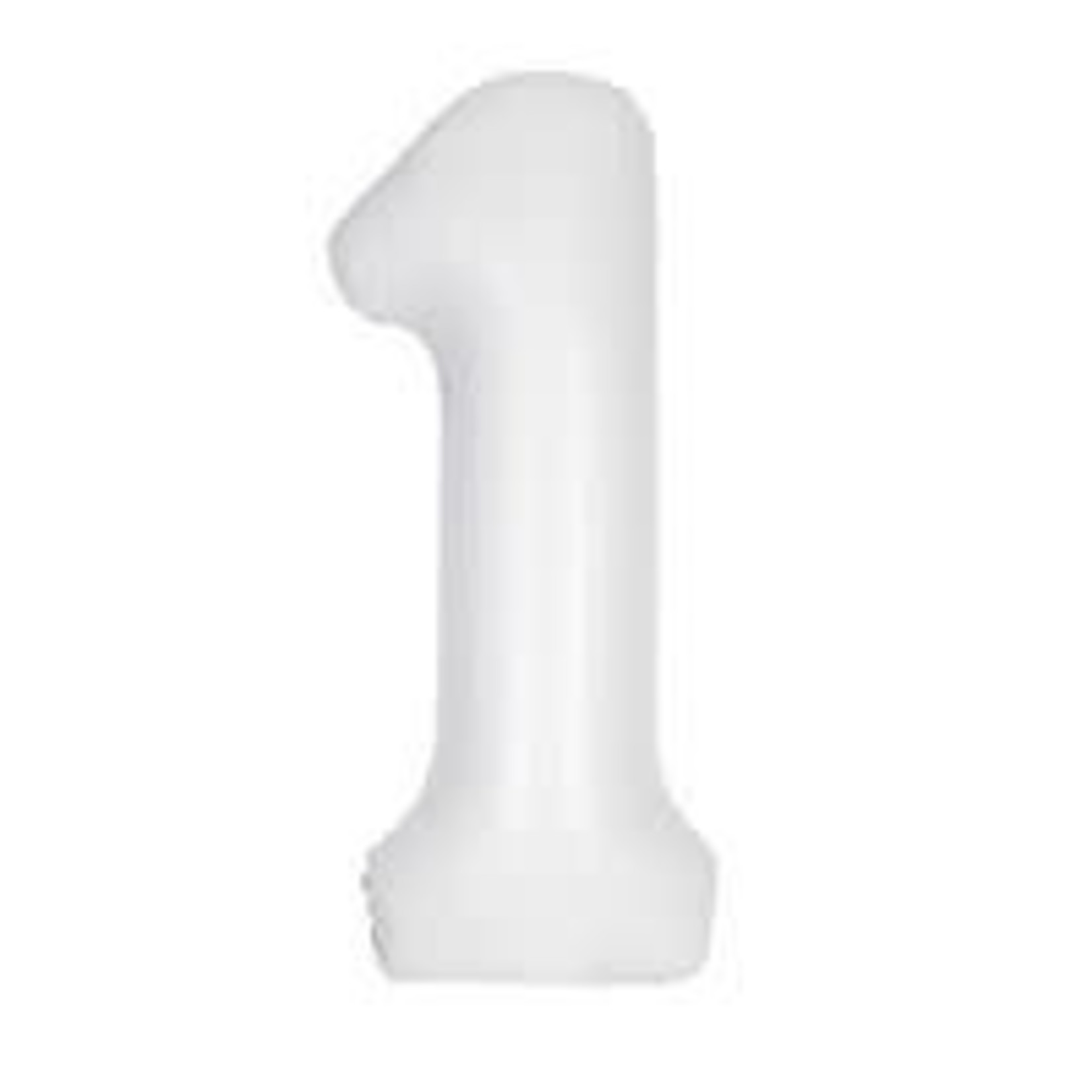 Matte White Number 1 Shaped Foil Balloon 34"  Packaged