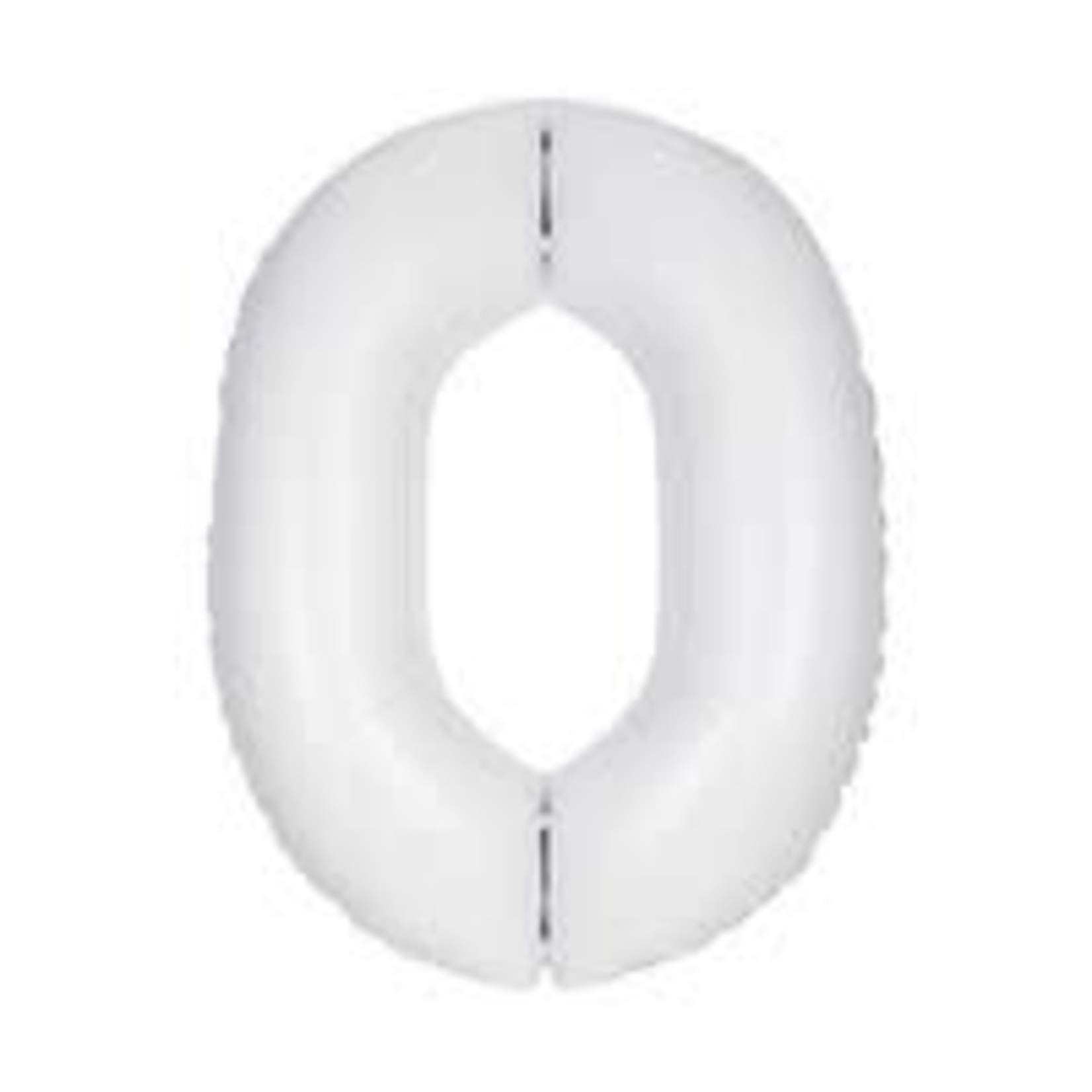 Matte White Number 0 Shaped Foil Balloon 34"  Packaged