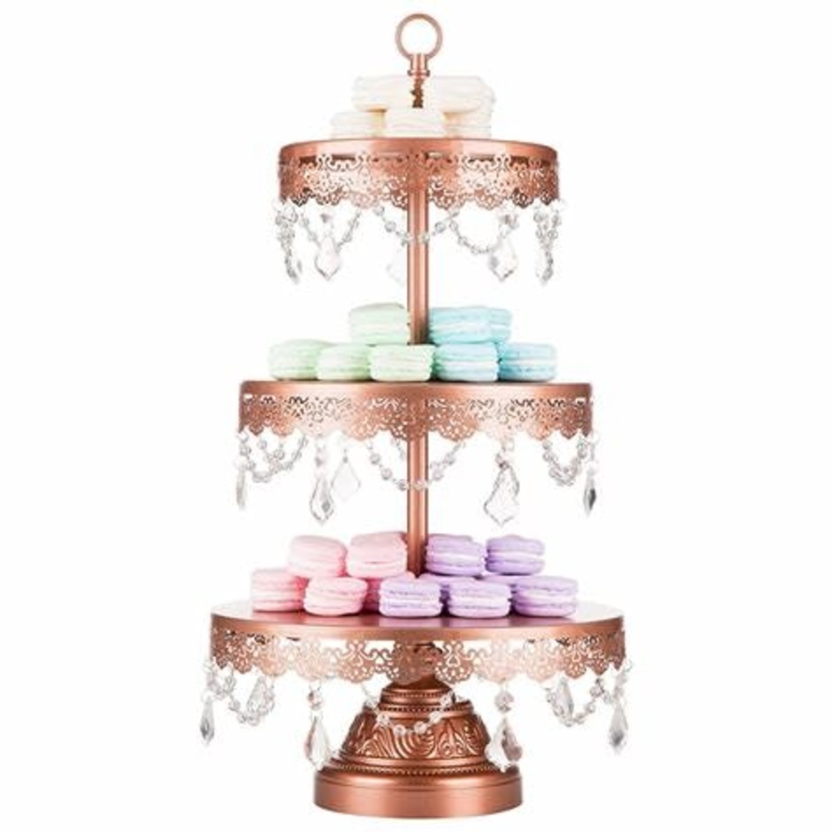 3 Tier Round Metal Dessert Stand - Gold