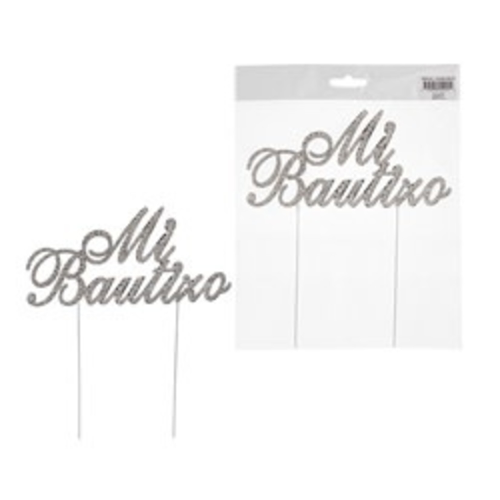 Silver 'Mi Bautizo' Cake Topper