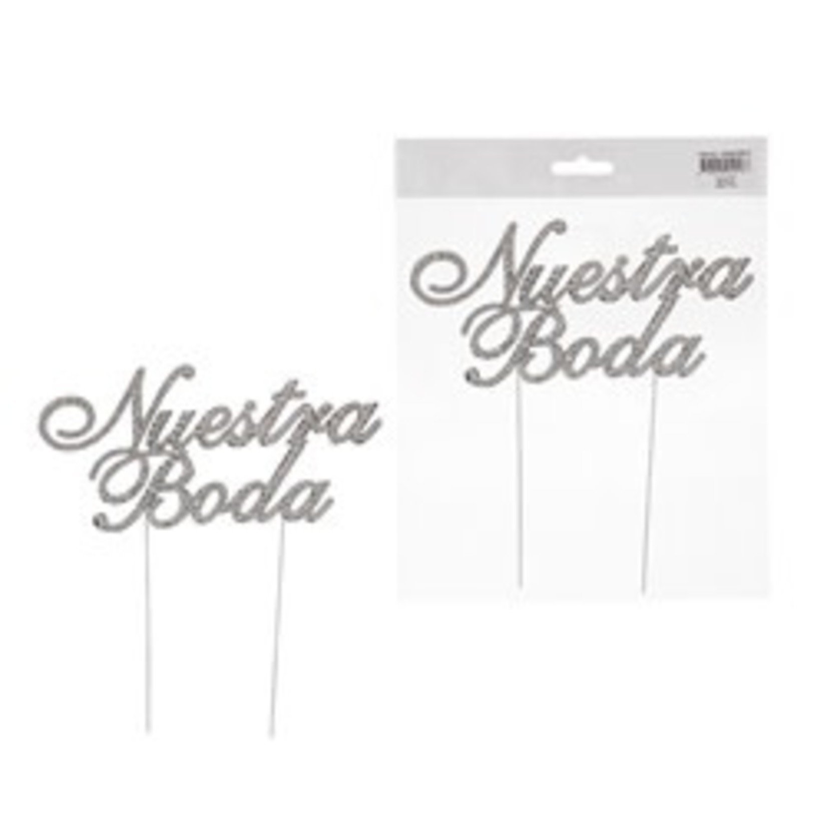 Silver 'Nuestra Boda' Cake Topper