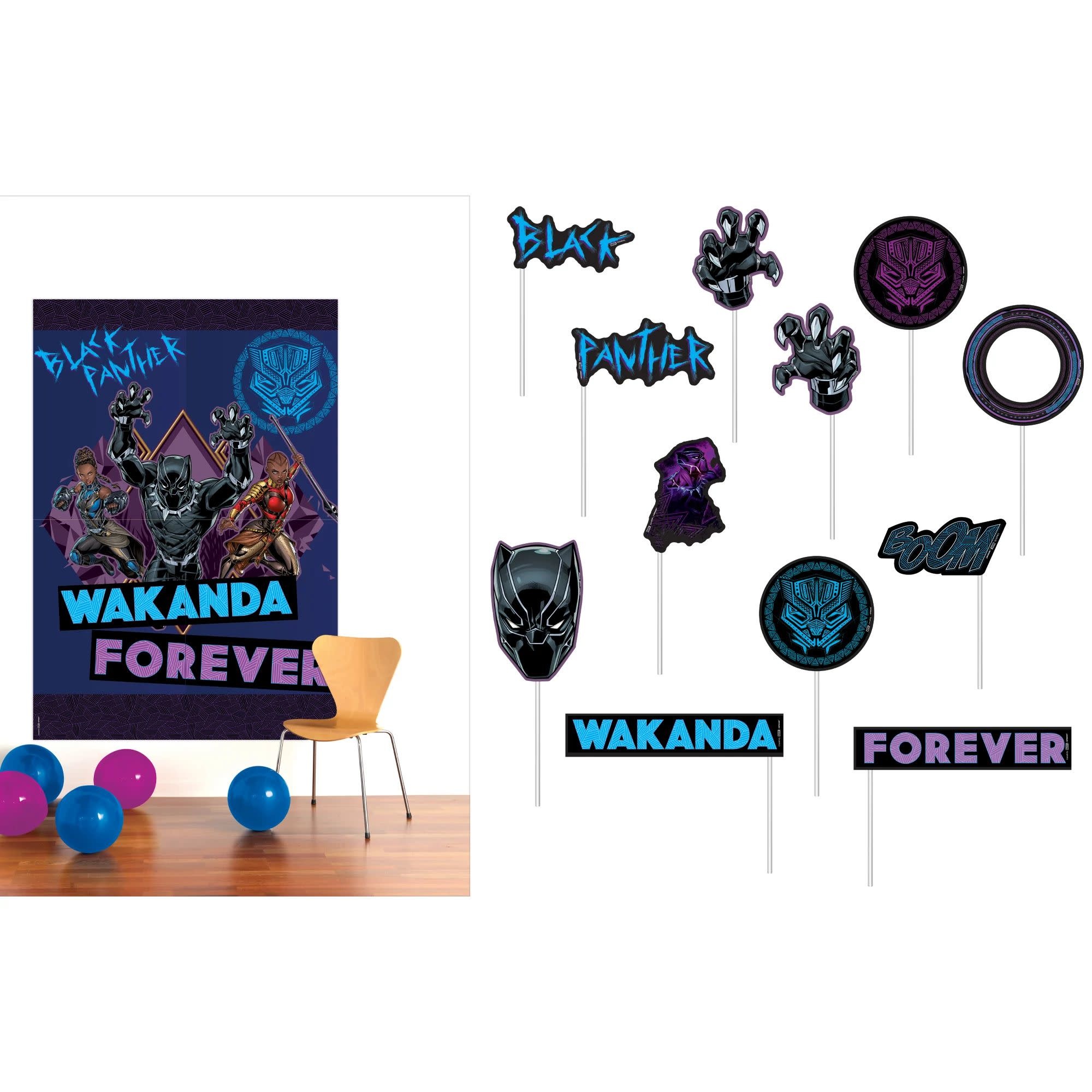 Black Panther Wakanda Forever Scene Setter w/ Props - Valentina's Party