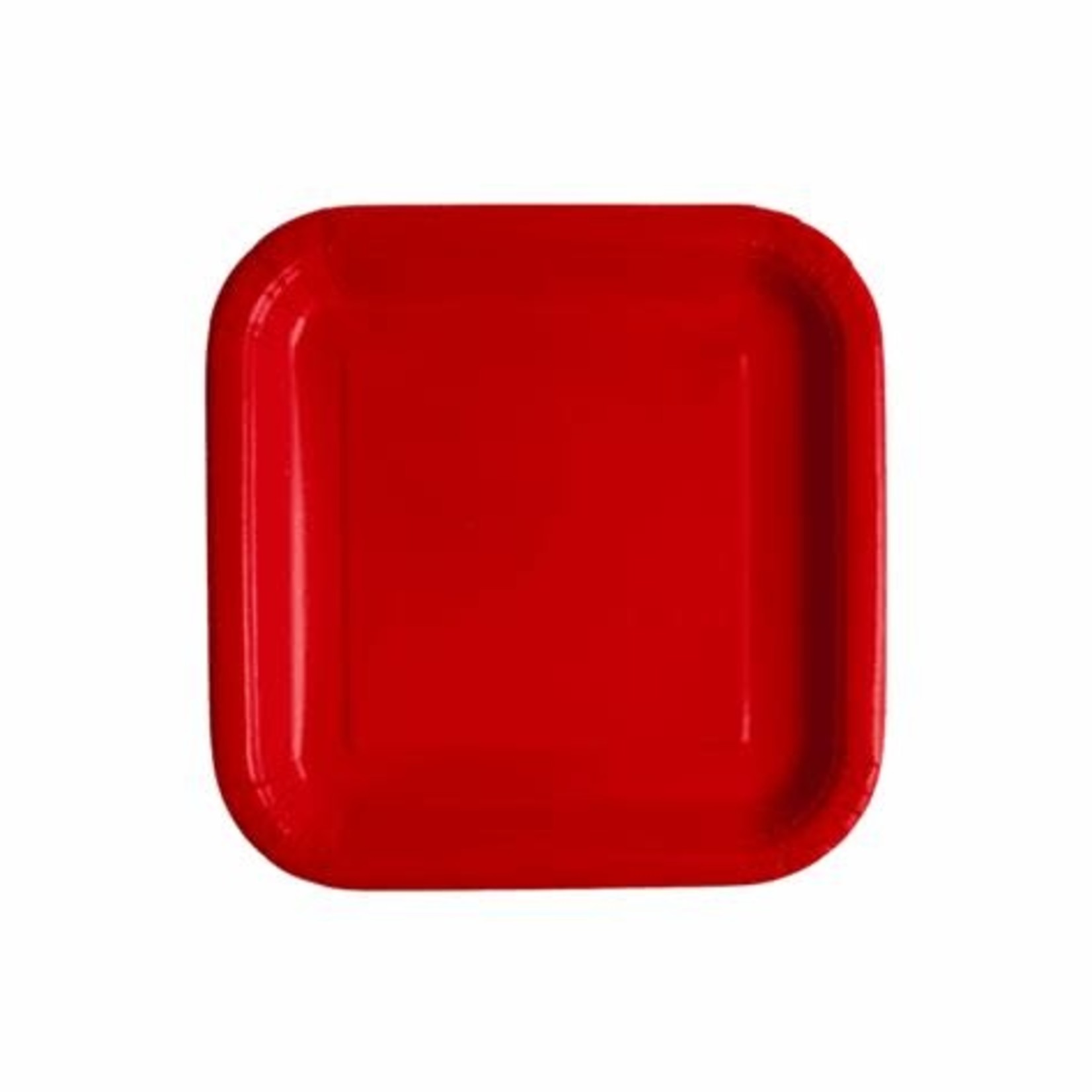 7" Squared Red 16ct Plates