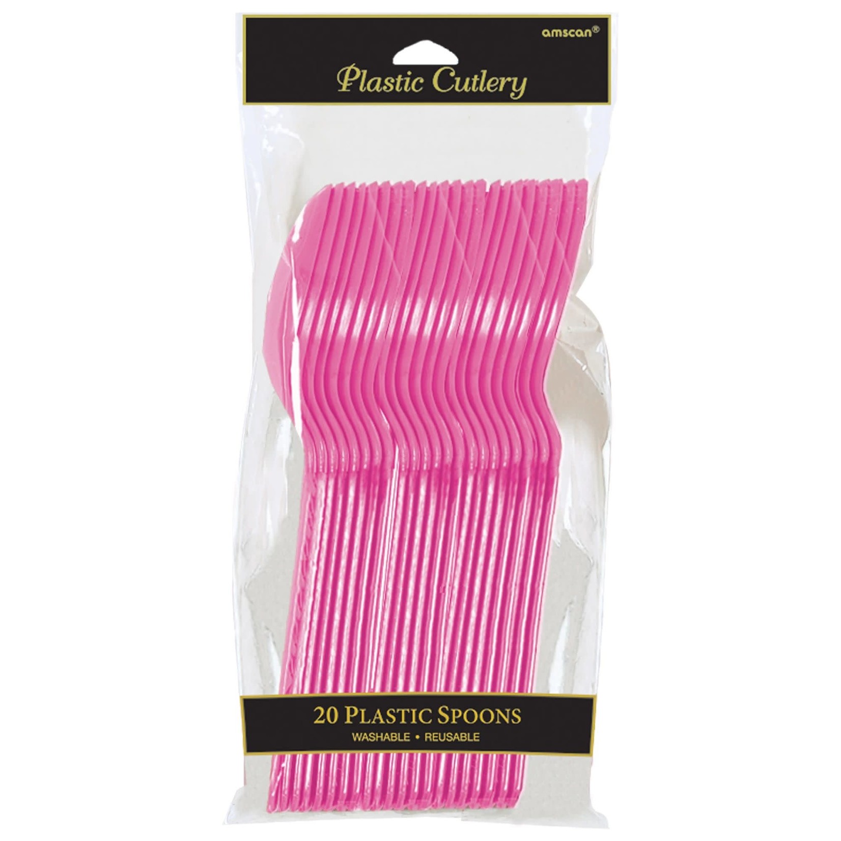 Plastic Spoons, Mid Ct. - Bright Pink