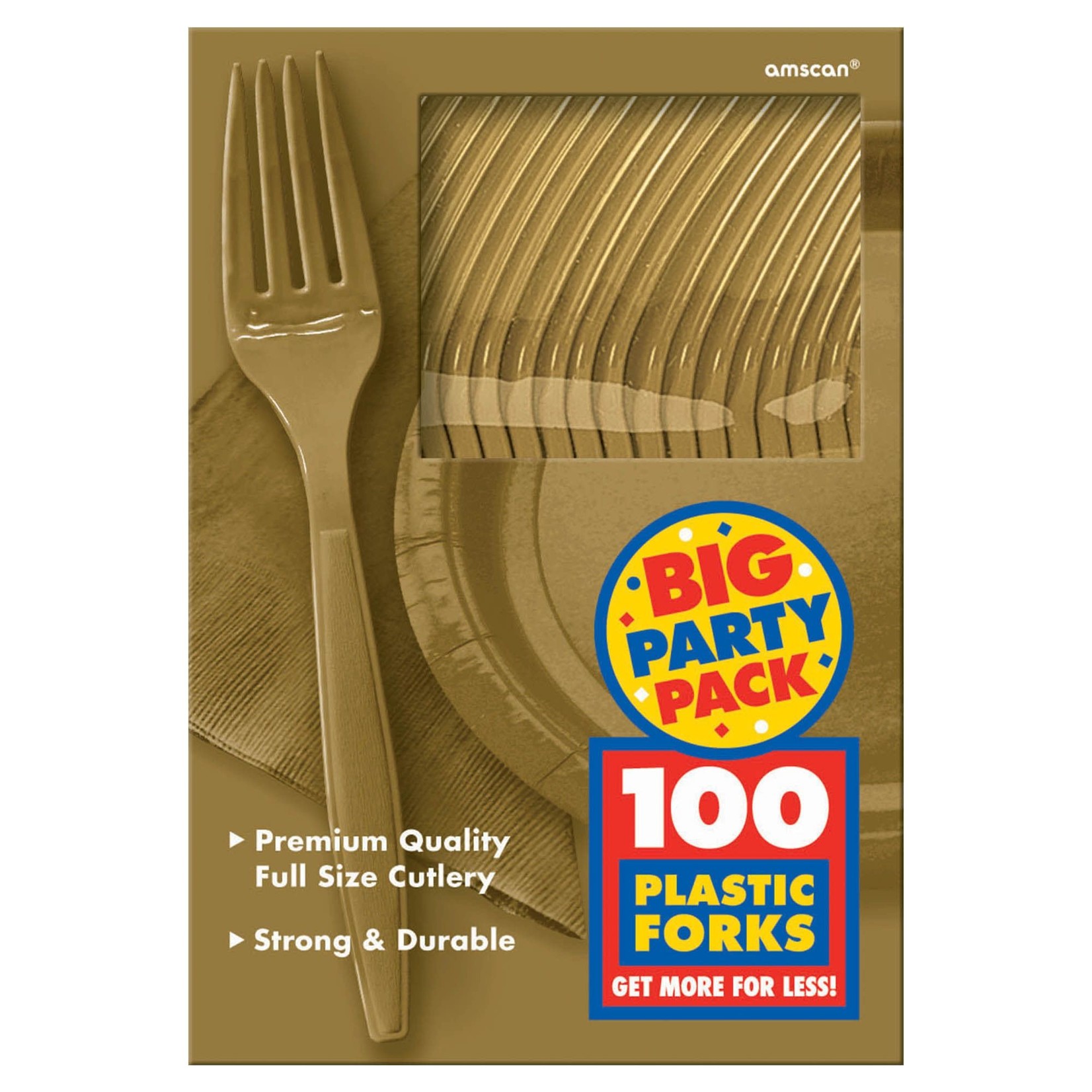 Big Party Pack Plastic Forks - Gold