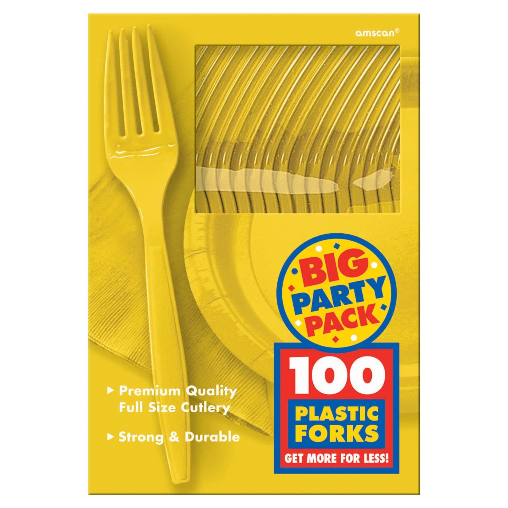 Big Party Pack Plastic Forks - Yellow Sunshine