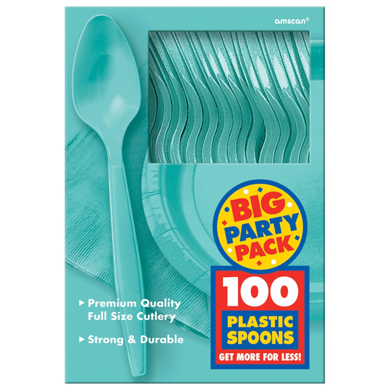 Big Party Pack Plastic Spoons - Robin's Egg Blue