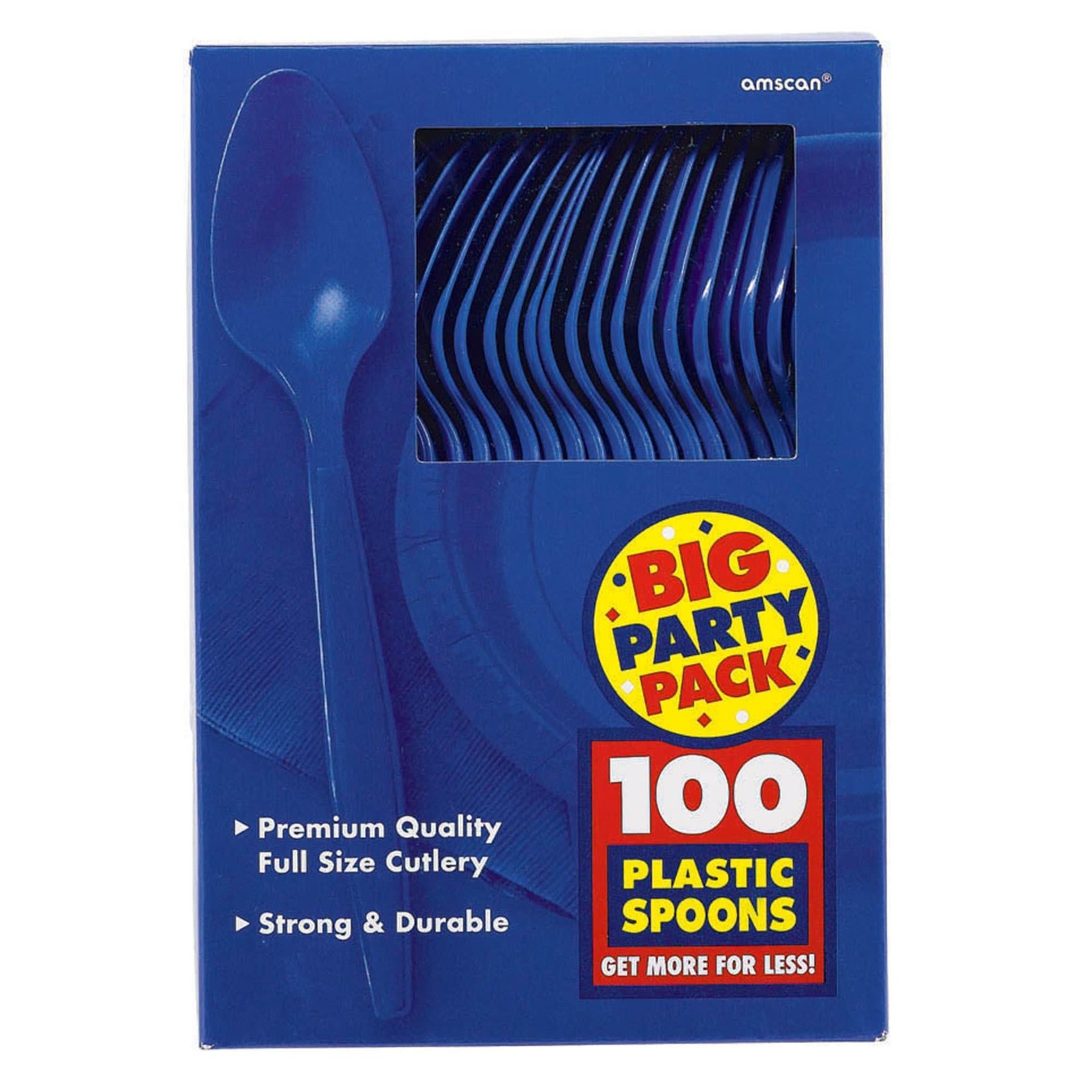 Big Party Pack Plastic Spoons - Bright Royal Blue