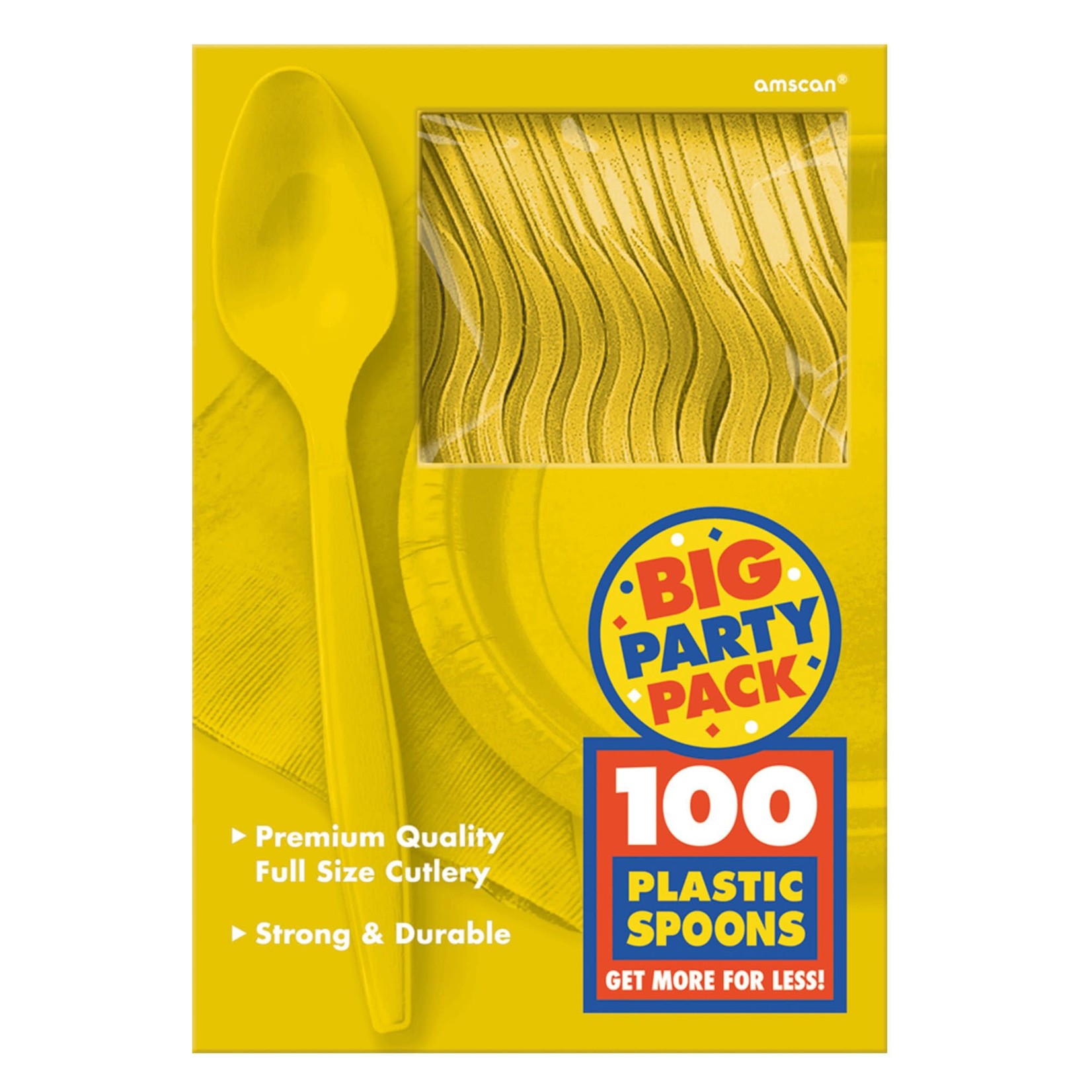 Big Party Pack Plastic Spoons - Yellow Sunshine