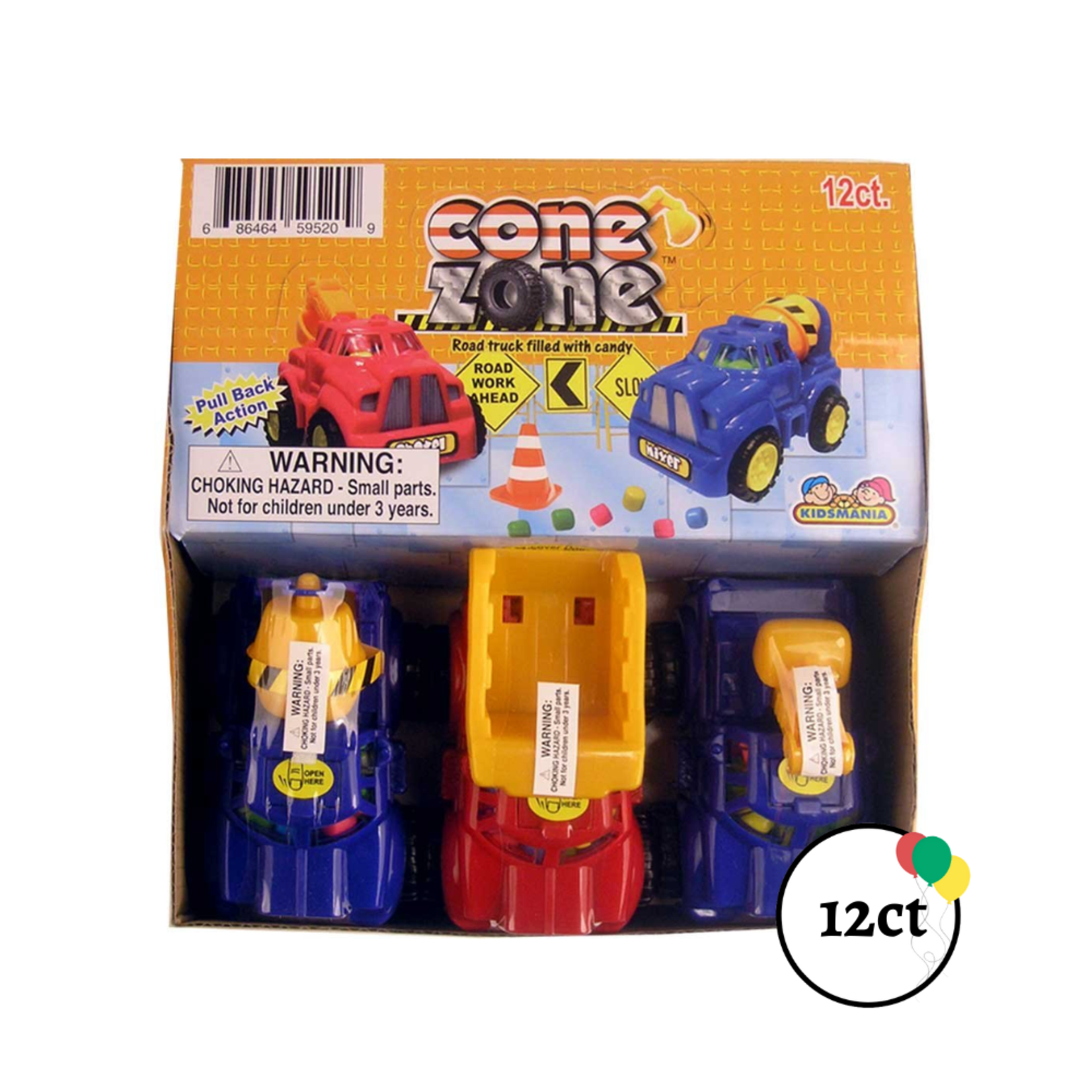 Kidsmania Cone Zone Construction Trucks with Candy 12ct