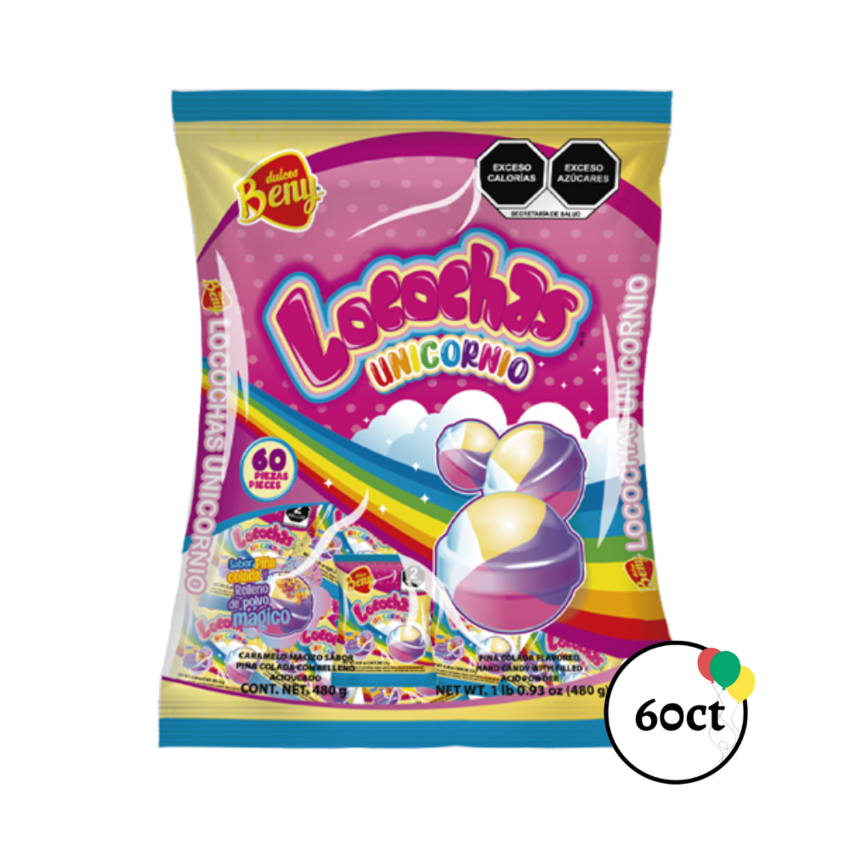 Dulces Beny Locochas Unicornio 60 pcs