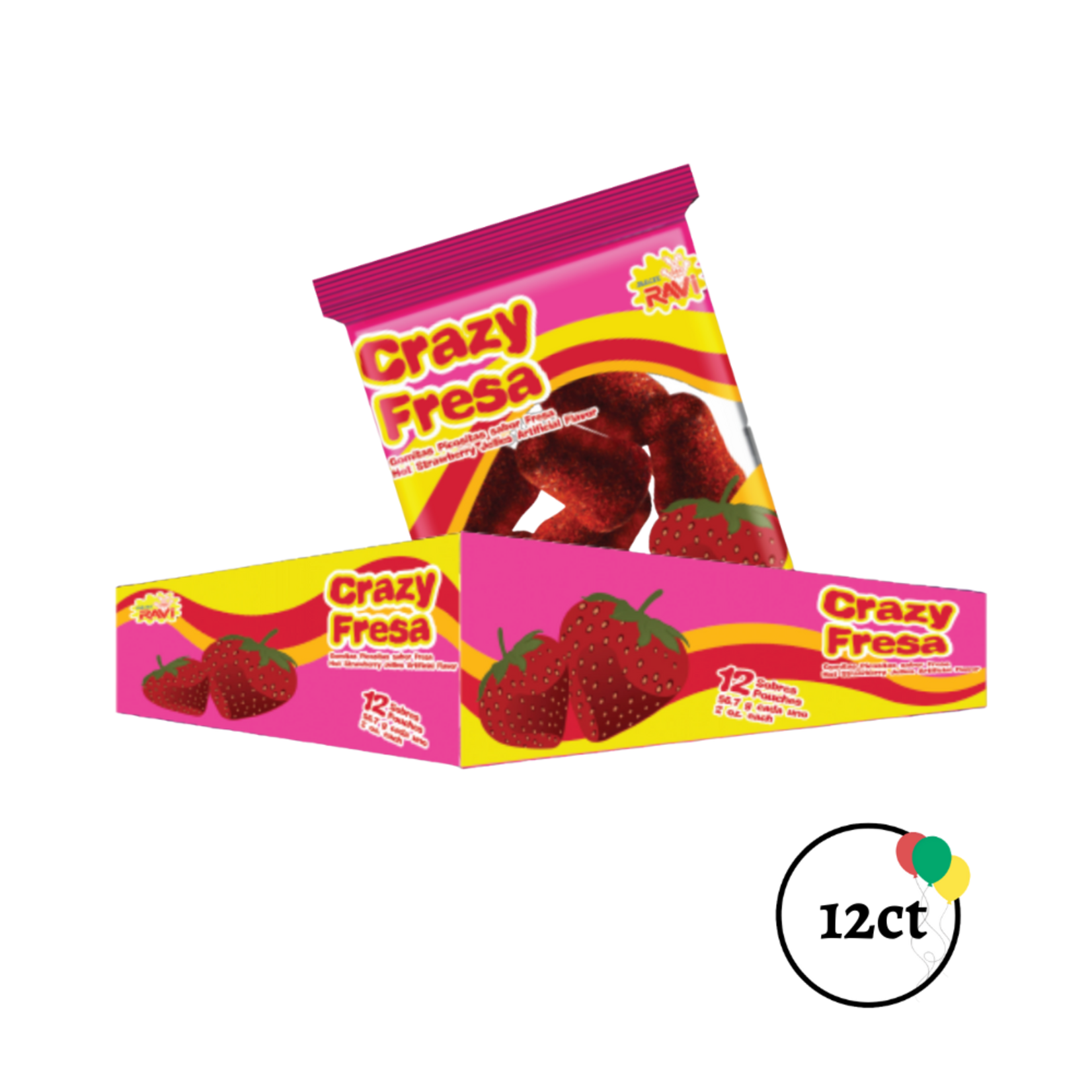 Dulces Ravi Gomitas 12ct Crazy Strawberry