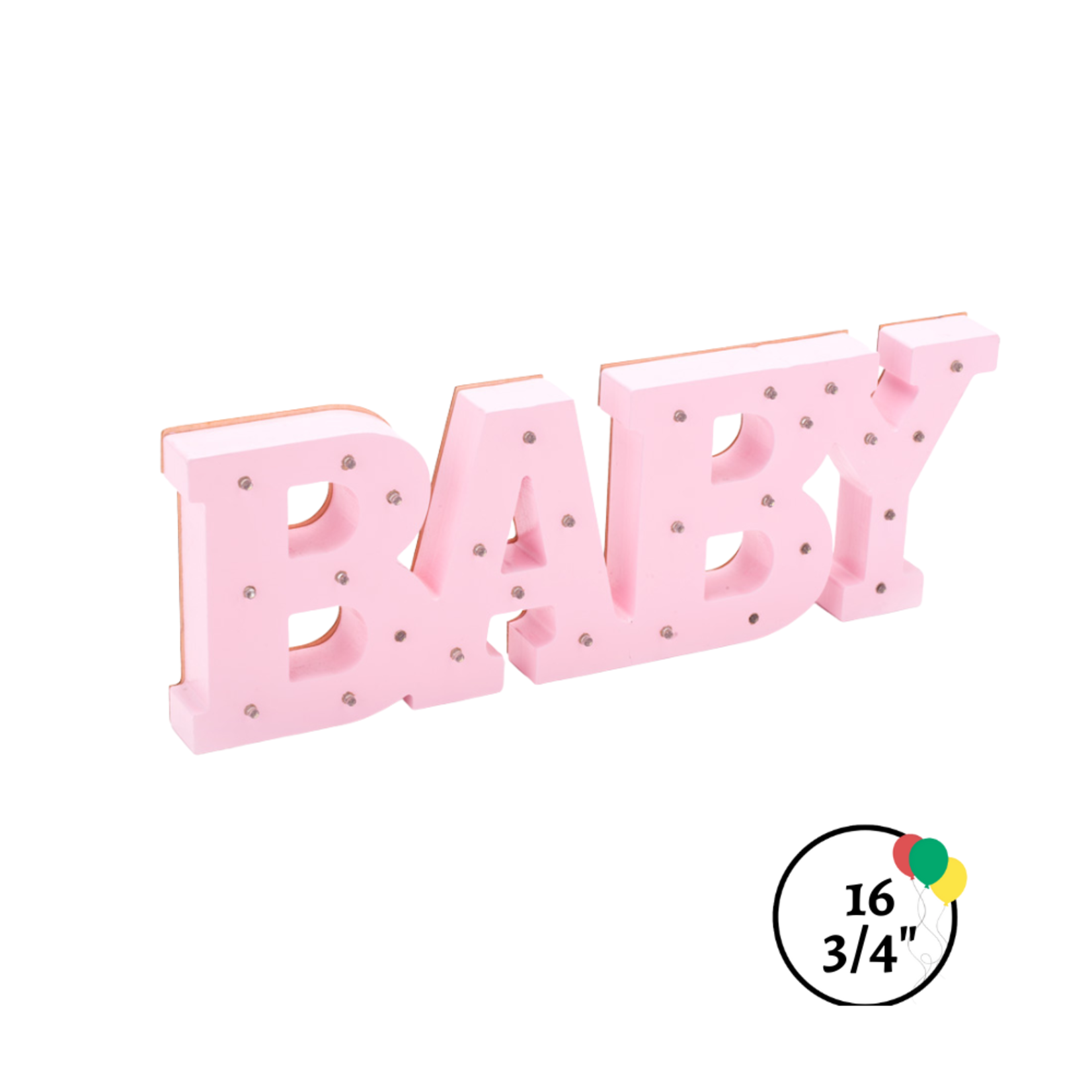 Wooden LED Marquee "Baby" -Pink 16 3/4 x 1 1/4 x 5 3/4"