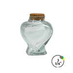 Glass Heart Bottle With Cork Stopper 3 1/4"