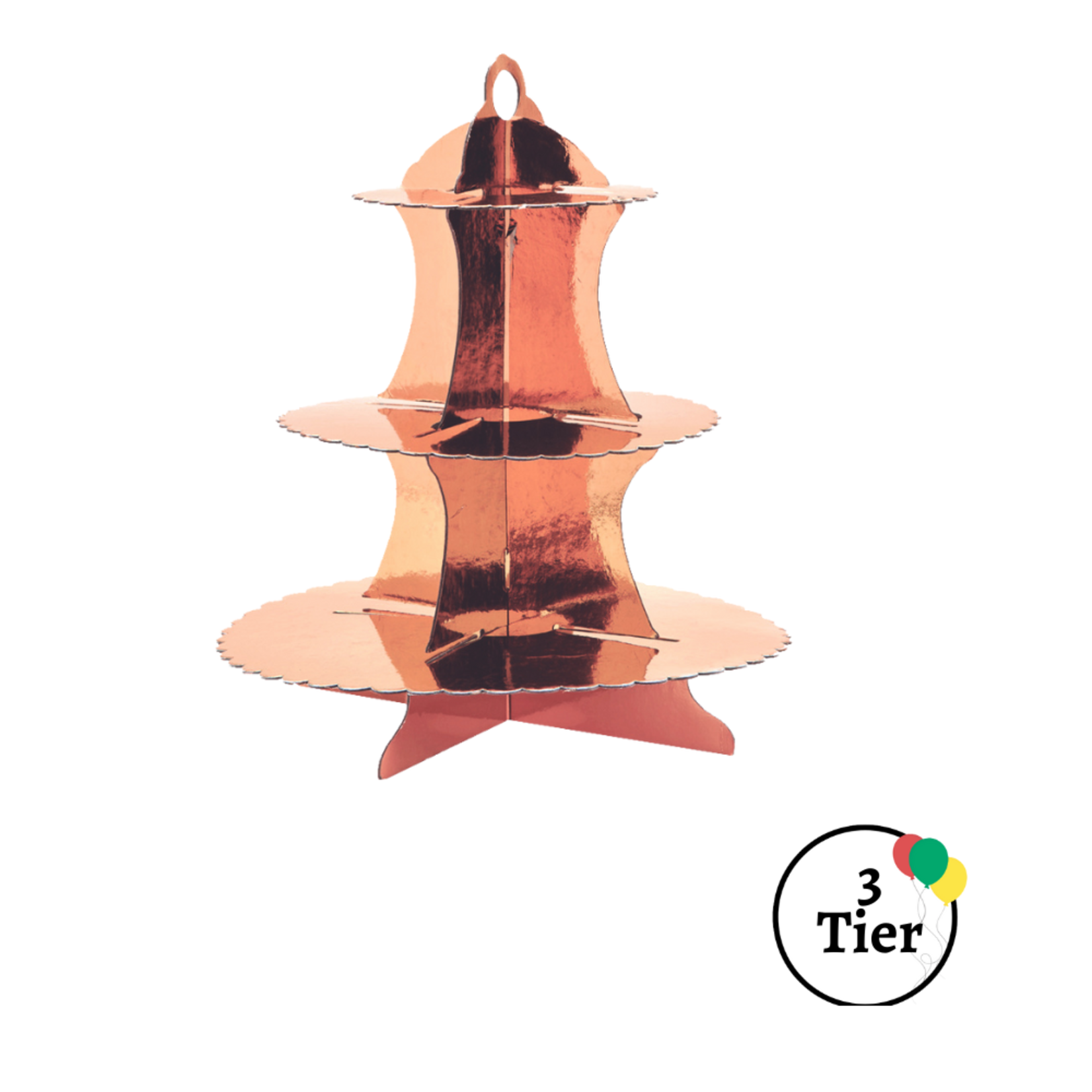 Scalloped Edge 3 Tier Treat Stand-Rose Gold