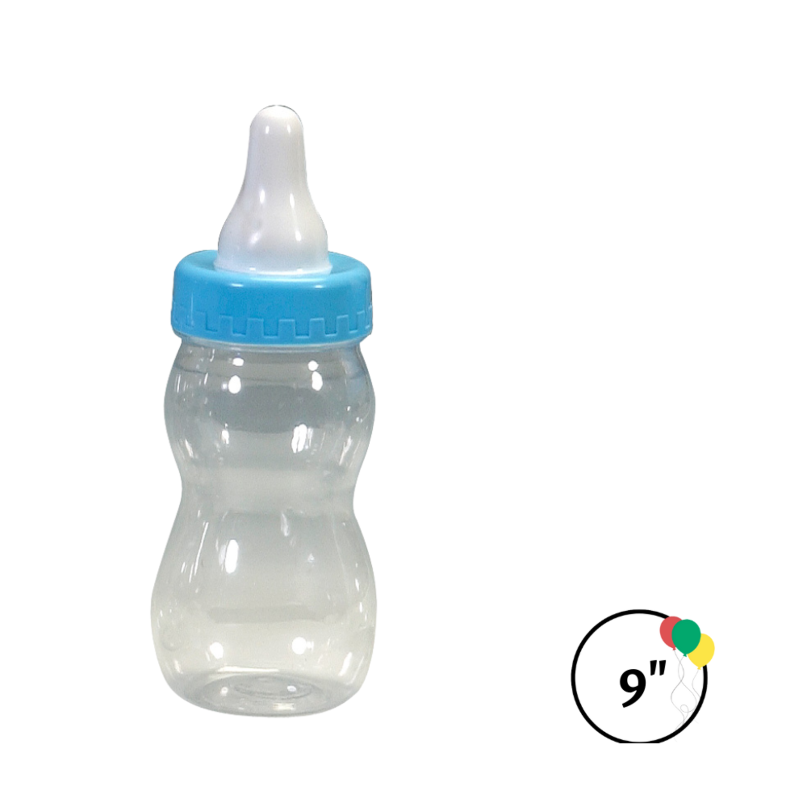 9" Plastic Baby Bottle Blue
