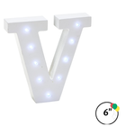 Wooden Vintage LED Marquee Freestanding Letter V - White