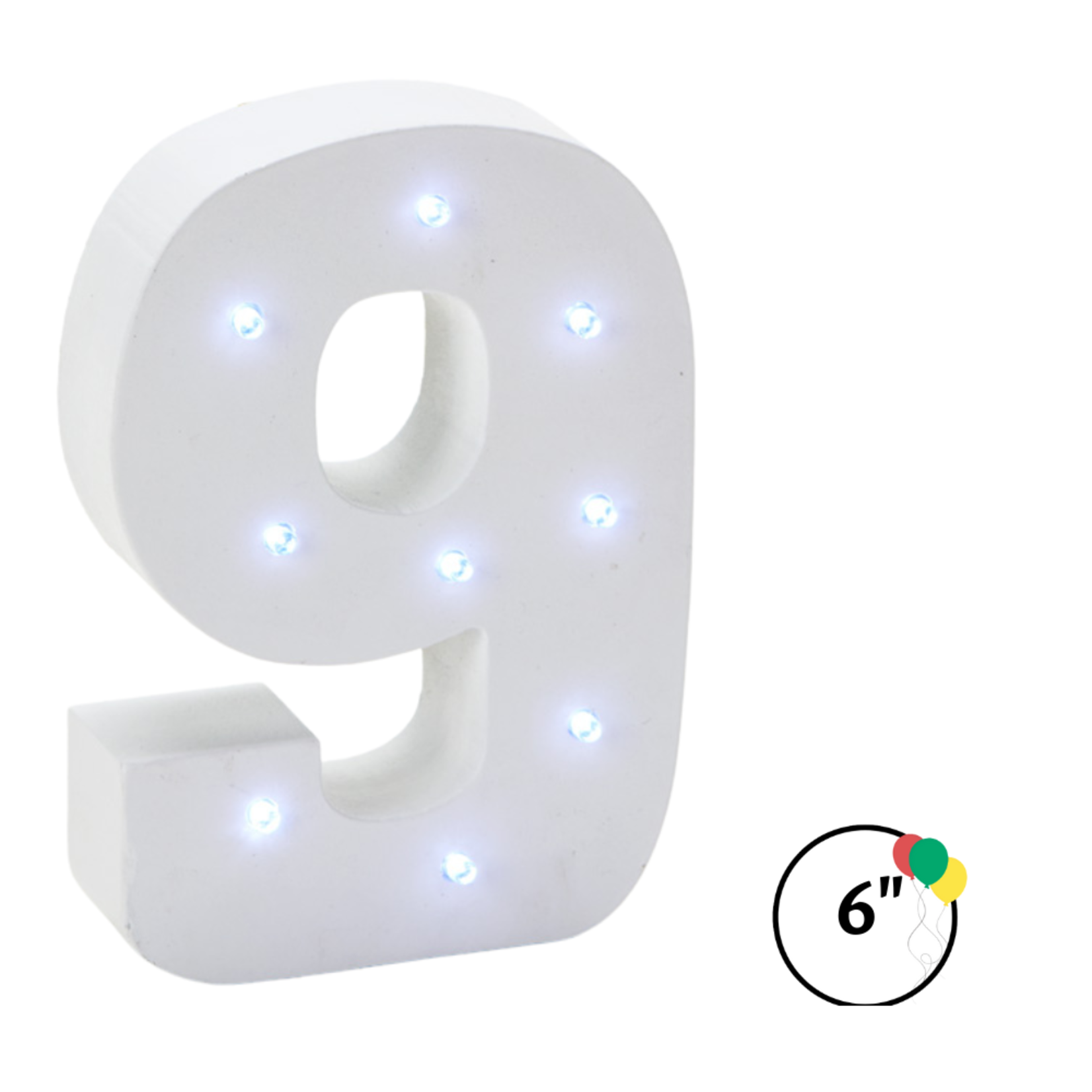 Wooden Vintage LED Marquee Freestanding Number 9 - White