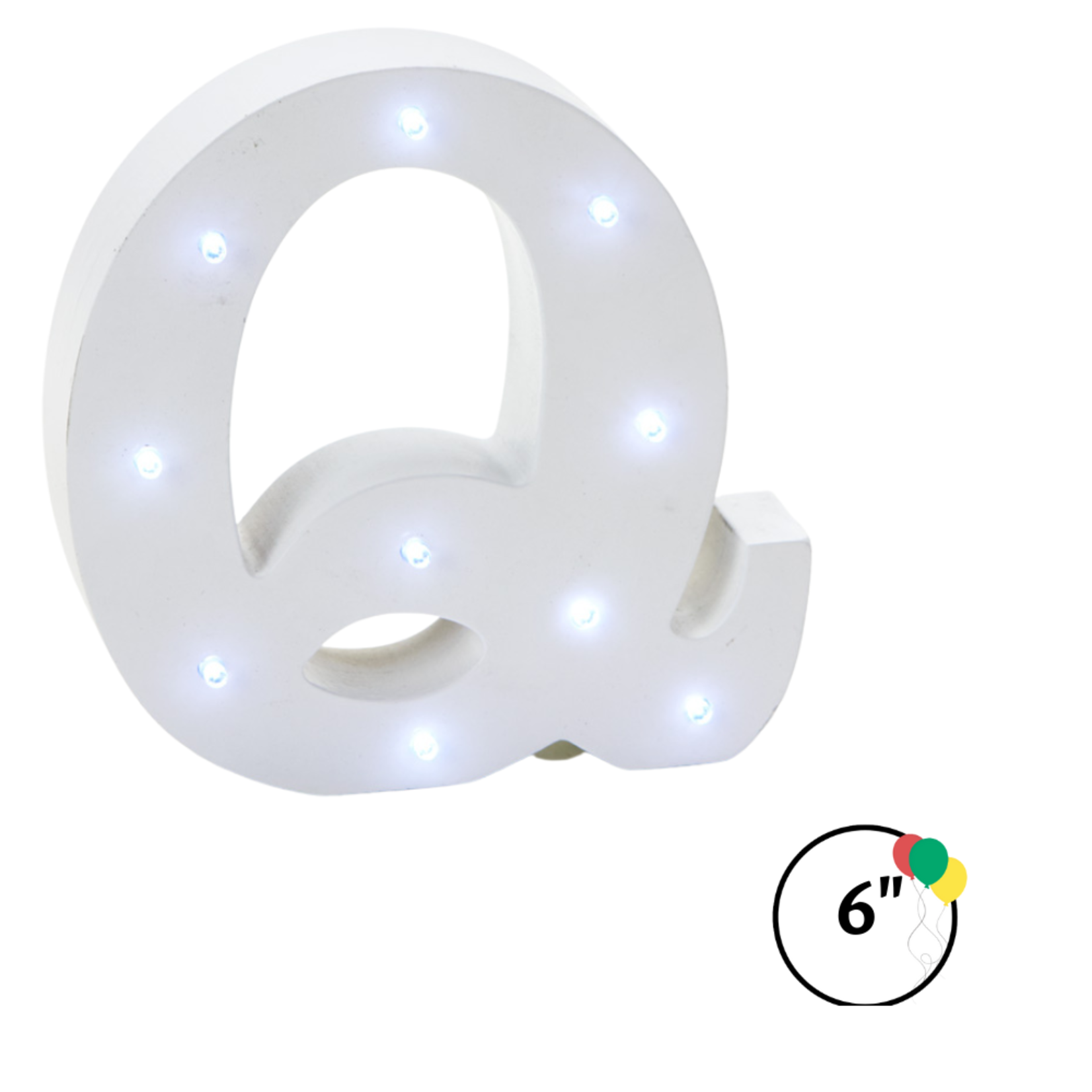 Wooden Vintage LED Marquee Freestanding Letter Q - White