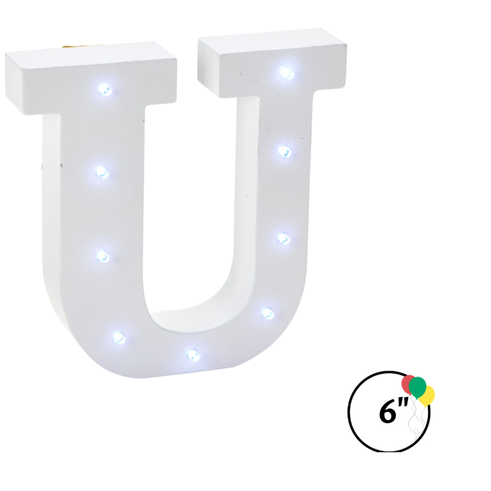Wooden Vintage LED   Marquee Freestanding Letter U - White