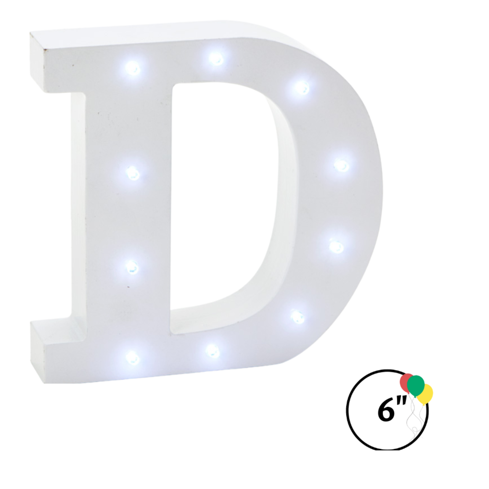 Wooden Vintage LED   Marquee Freestanding Letter D - White