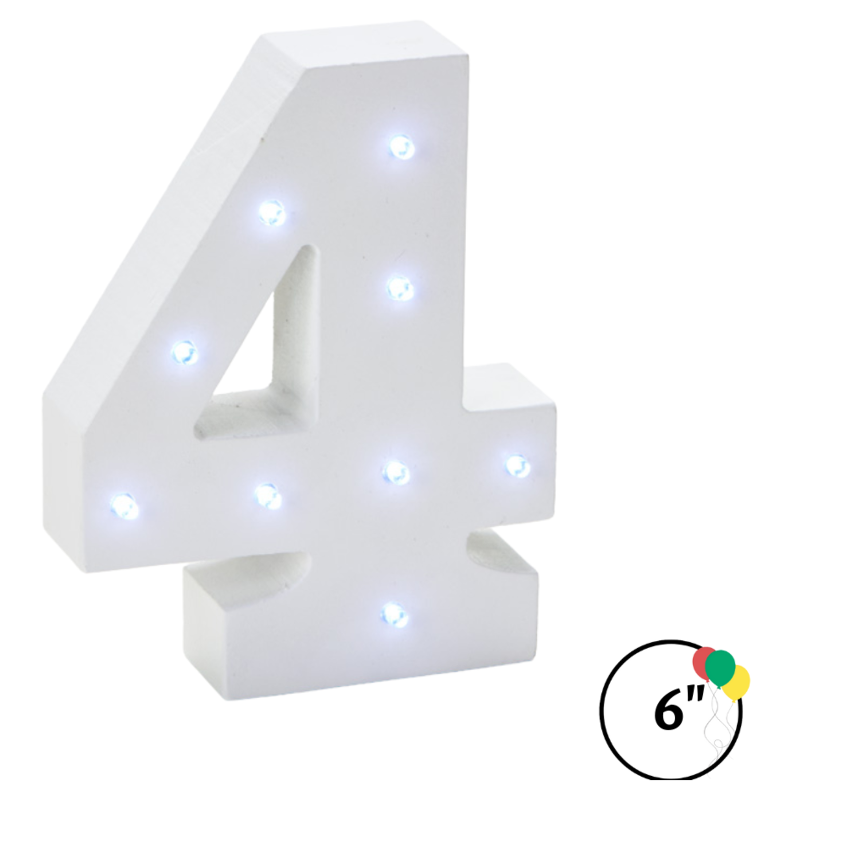 Wooden Vintage LED   Marquee Freestanding Number 4 - White
