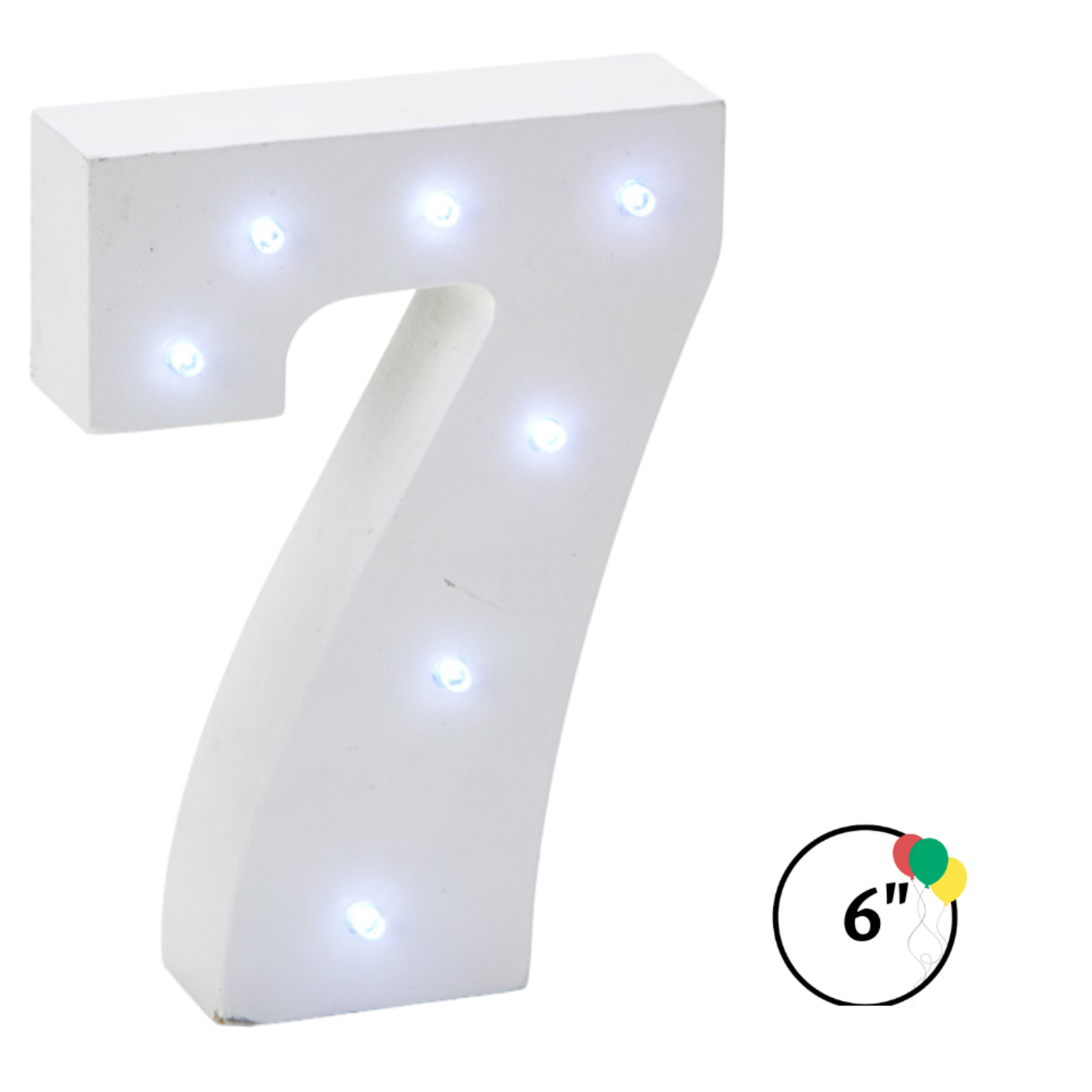 Wooden Vintage LED   Marquee Freestanding Number 7 - White