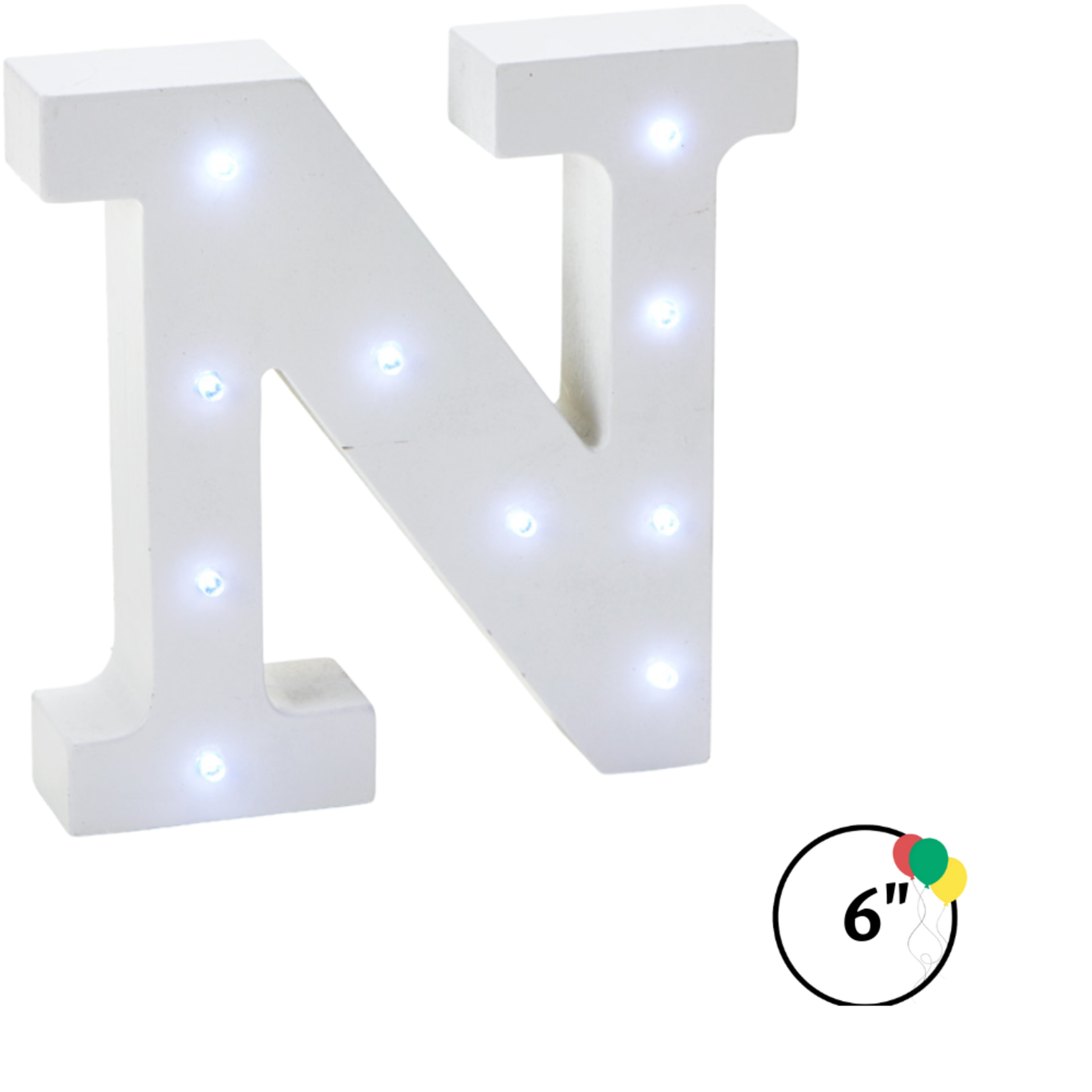 Wooden Vintage LED   Marquee Freestanding Letter N - White