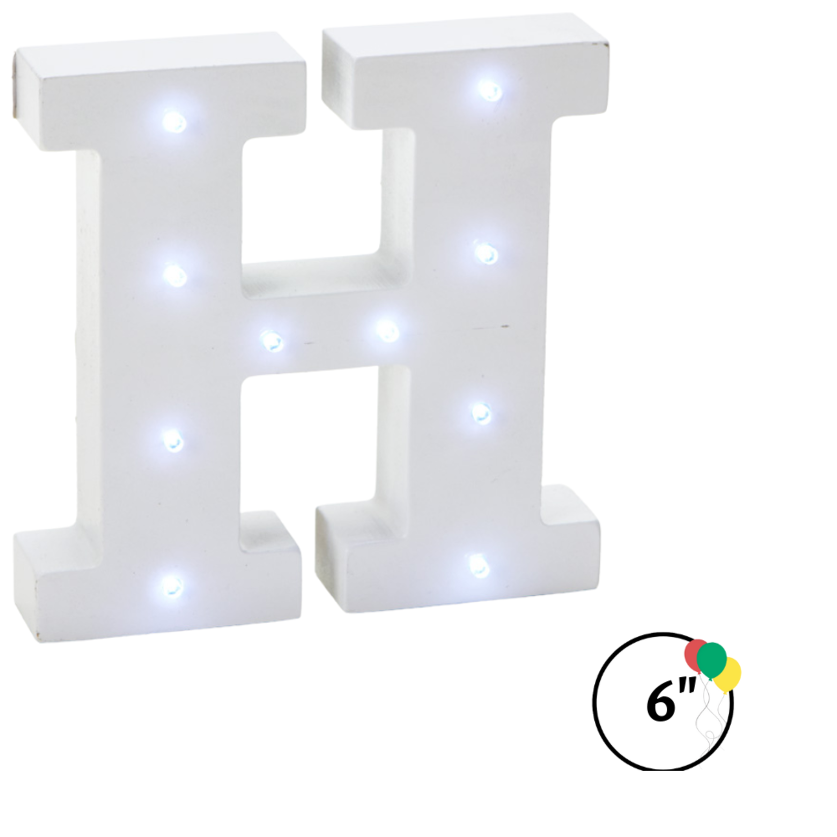 Wooden Vintage LED   Marquee Freestanding Letter H - White