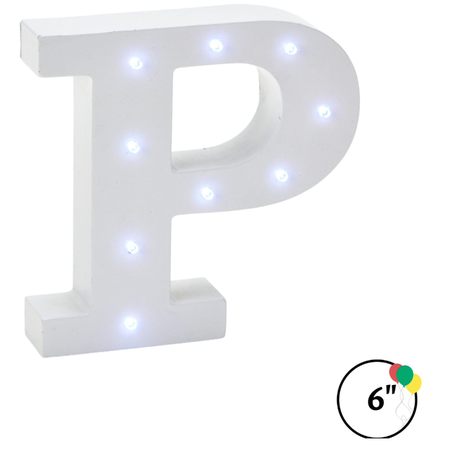 Wooden Vintage LED   Marquee Freestanding Letter P - White