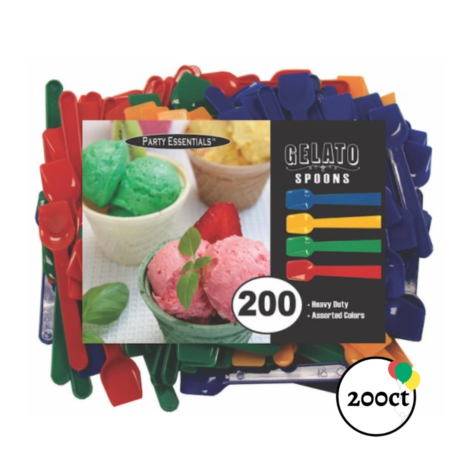 Gelato Spoons Assorted Colors 200ct