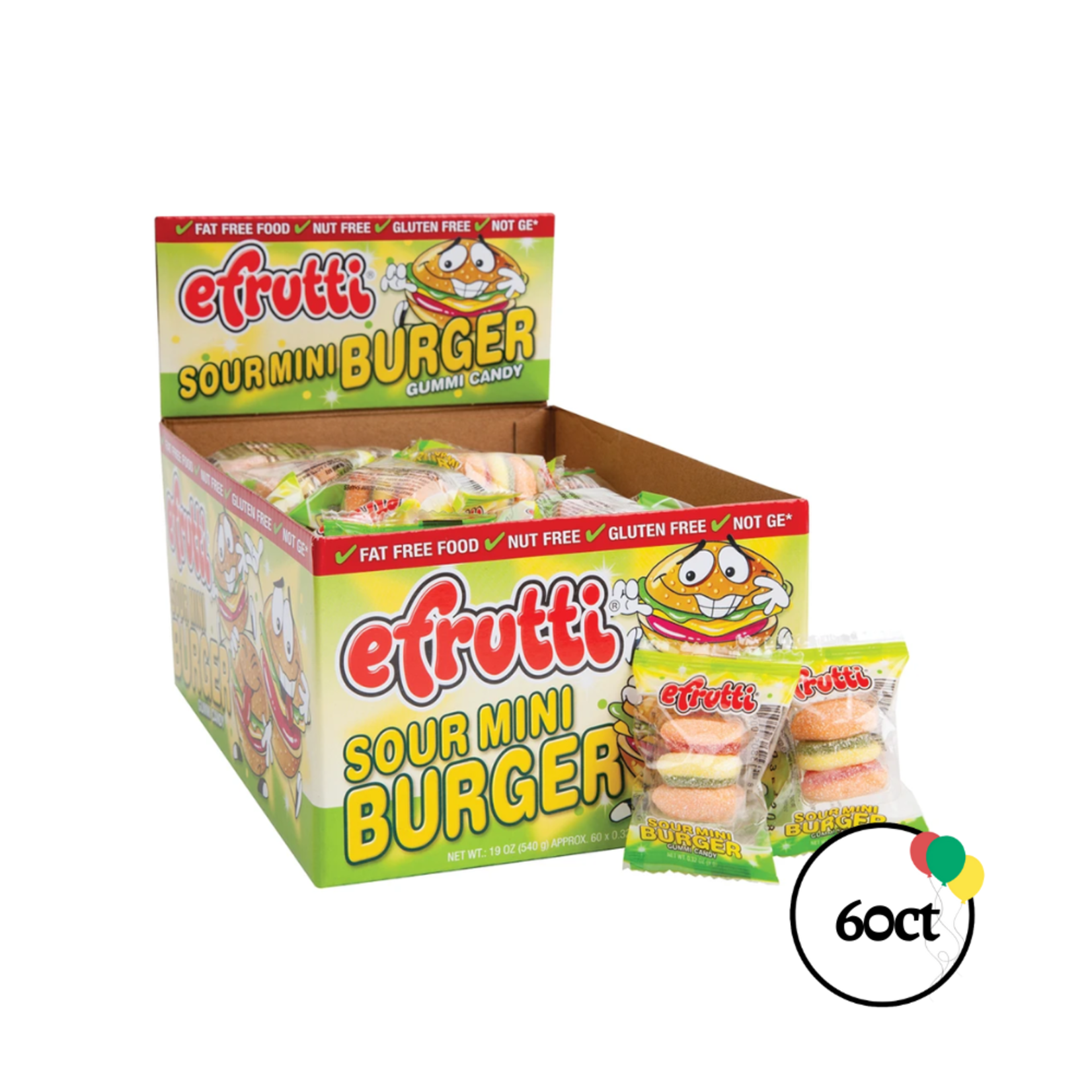 efrutti Sour Mini Burger Gummi 60ct