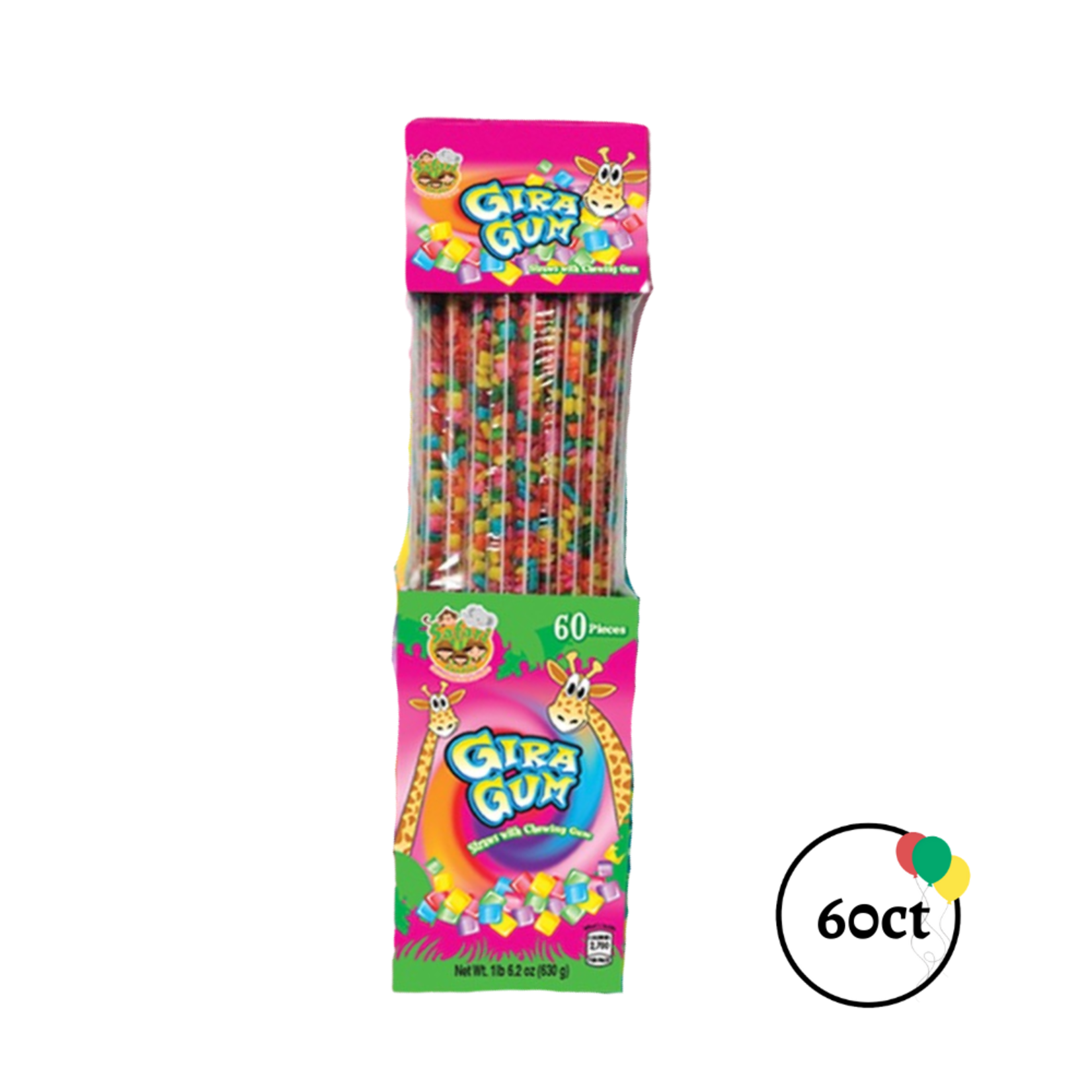 Gira Gum Straw Assorted Colors 60pcs