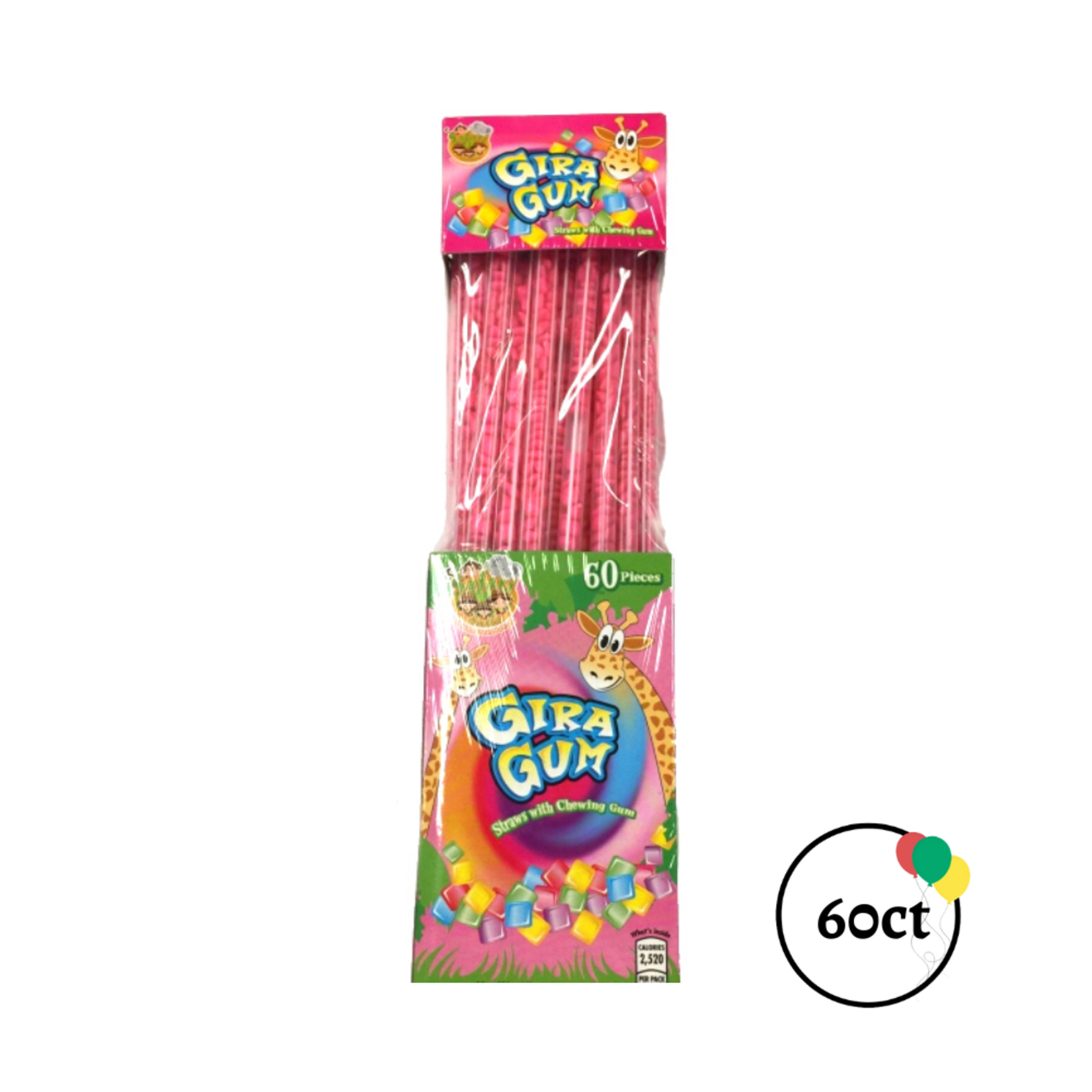Gira Gum Straw Pink 60pcs