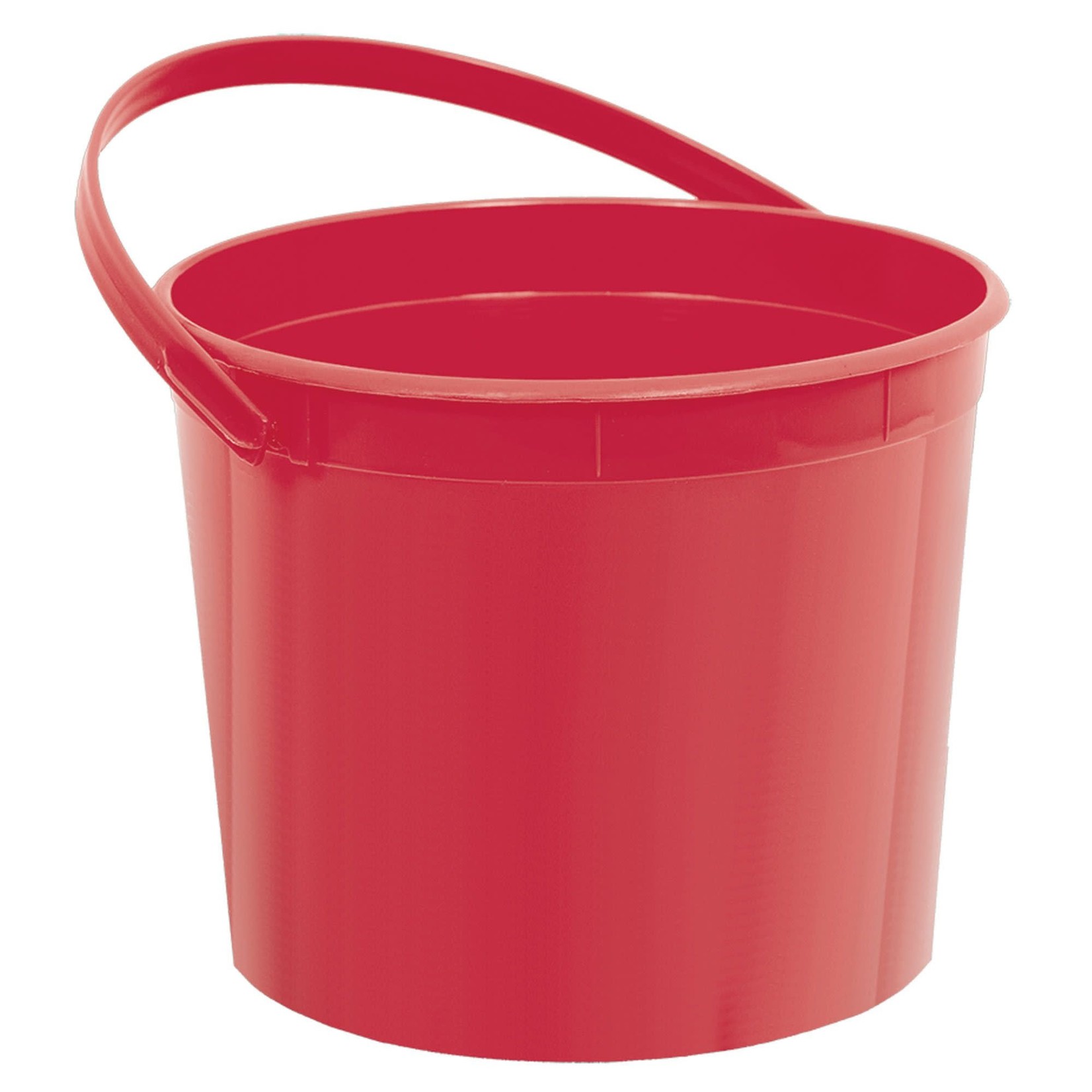 Apple Red Plastic Bucket W/Handle 6.25" Dia x 4 1/2"H