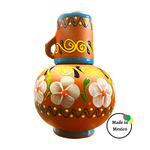 Jarron de Barro Mediano Decorado con Taza