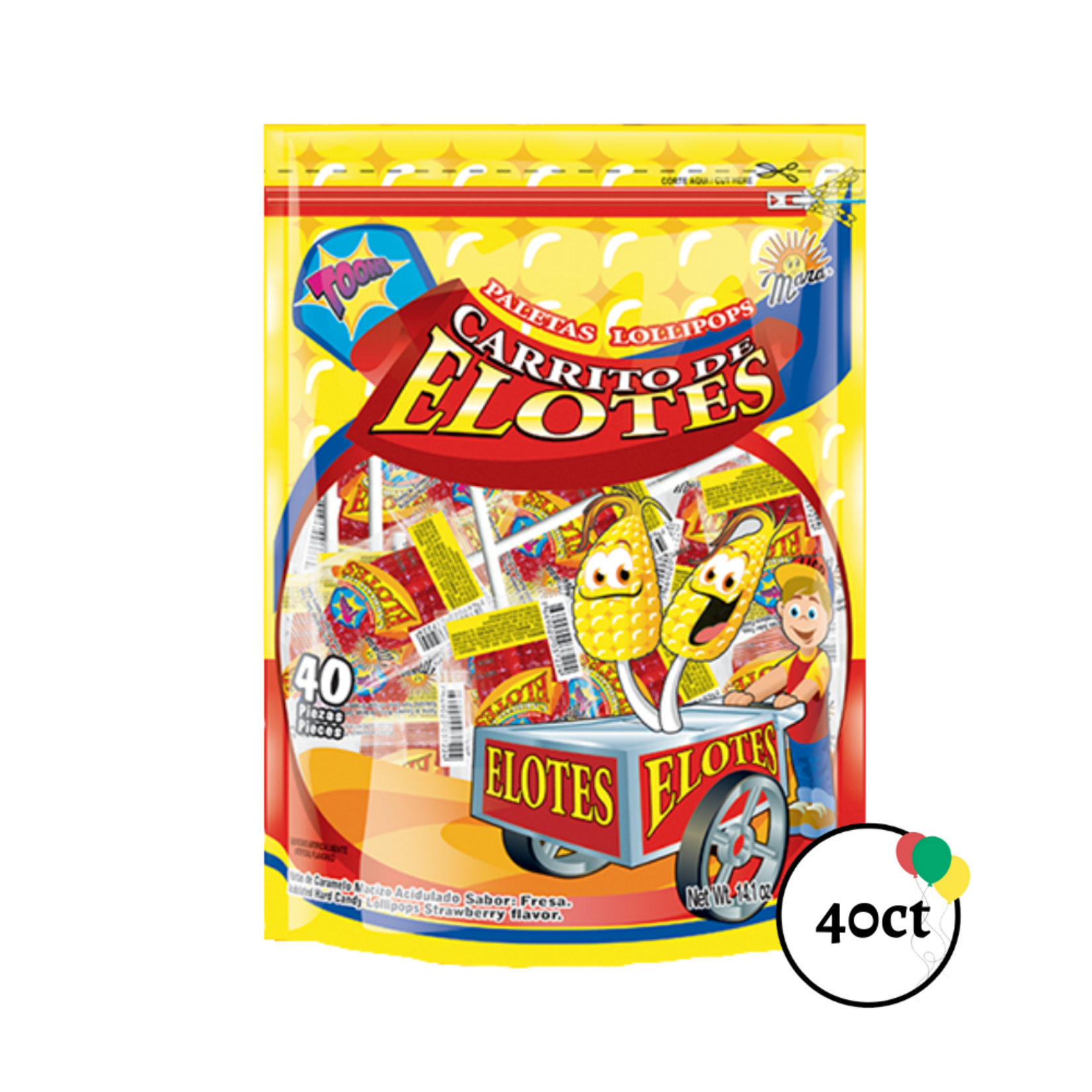 Dulces Mara Carrito de Elotes Paletas 40ct