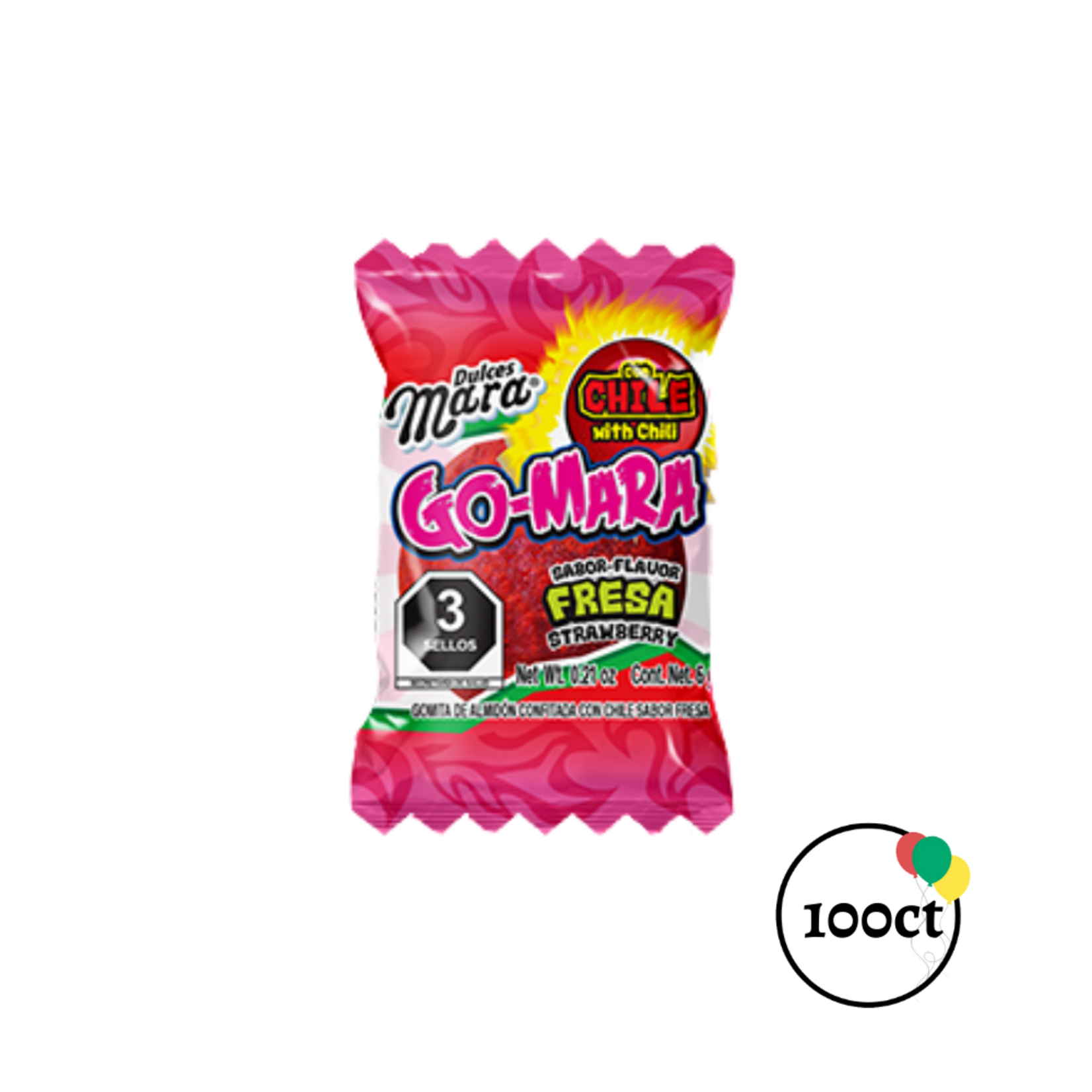 Dulces Mara Go-Mara Gomitas 100ct Strawberry with Chili