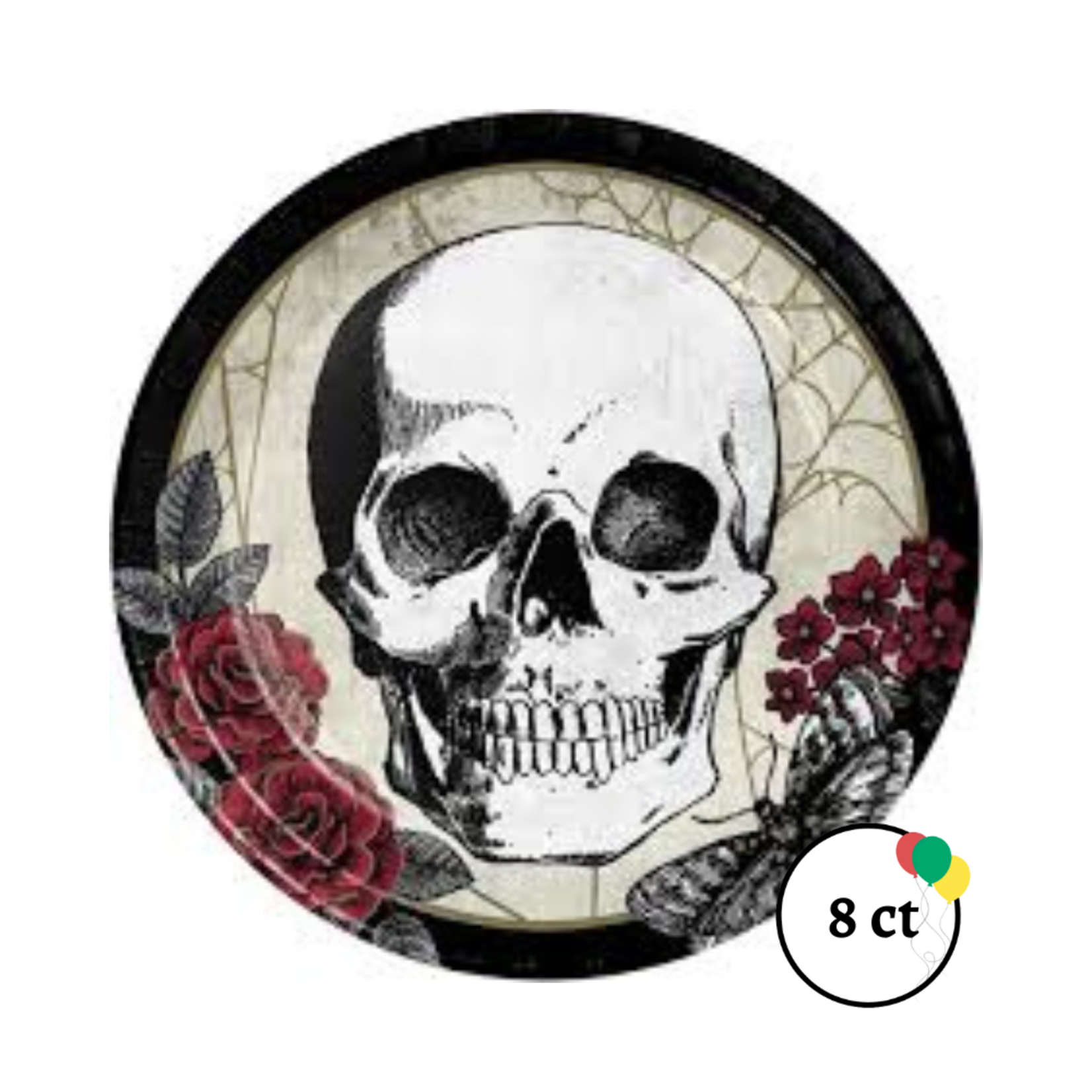 Skull and Roses Dinner Plate 8ct