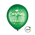 Graduation Latex Balloons 15ct. 12in - Green