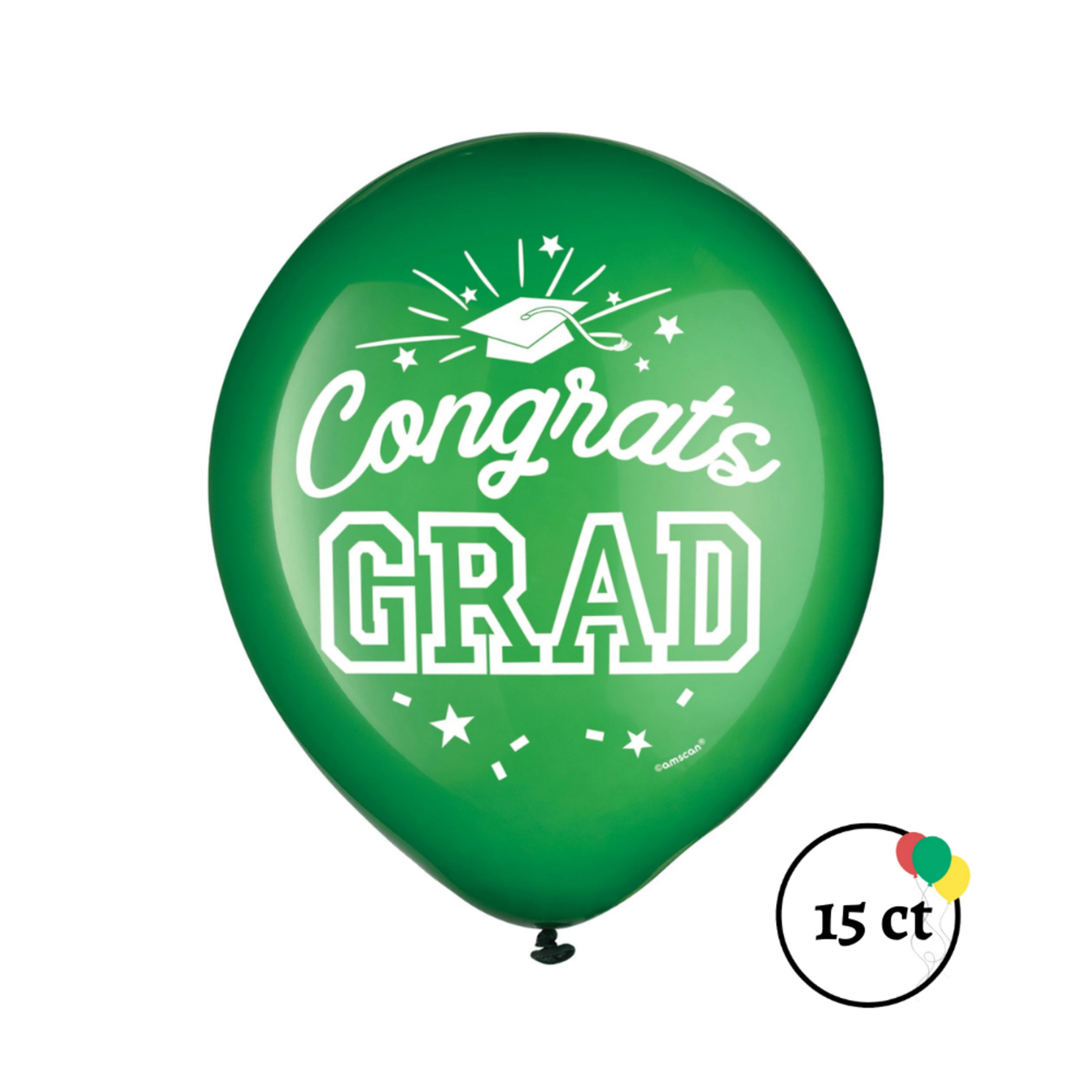 Graduation Latex Balloons 15ct. 12in - Green