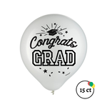 Graduation Latex Balloons 15ct. 12in - White