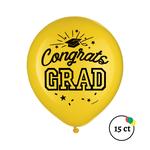 Graduation Latex Balloons 15ct. 12in - Yellow