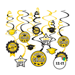 Graduation Swirl  Decorations - Yellow