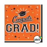 Orange Congrats Grad Napkins 36ct.