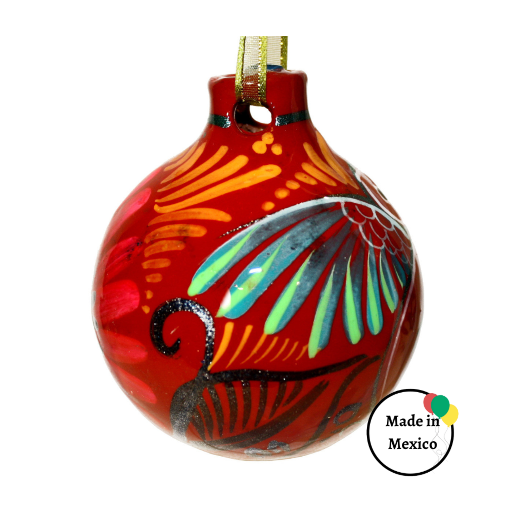 Esfera De Barro - Hand Painted Clay Mexican Christmas Ornament