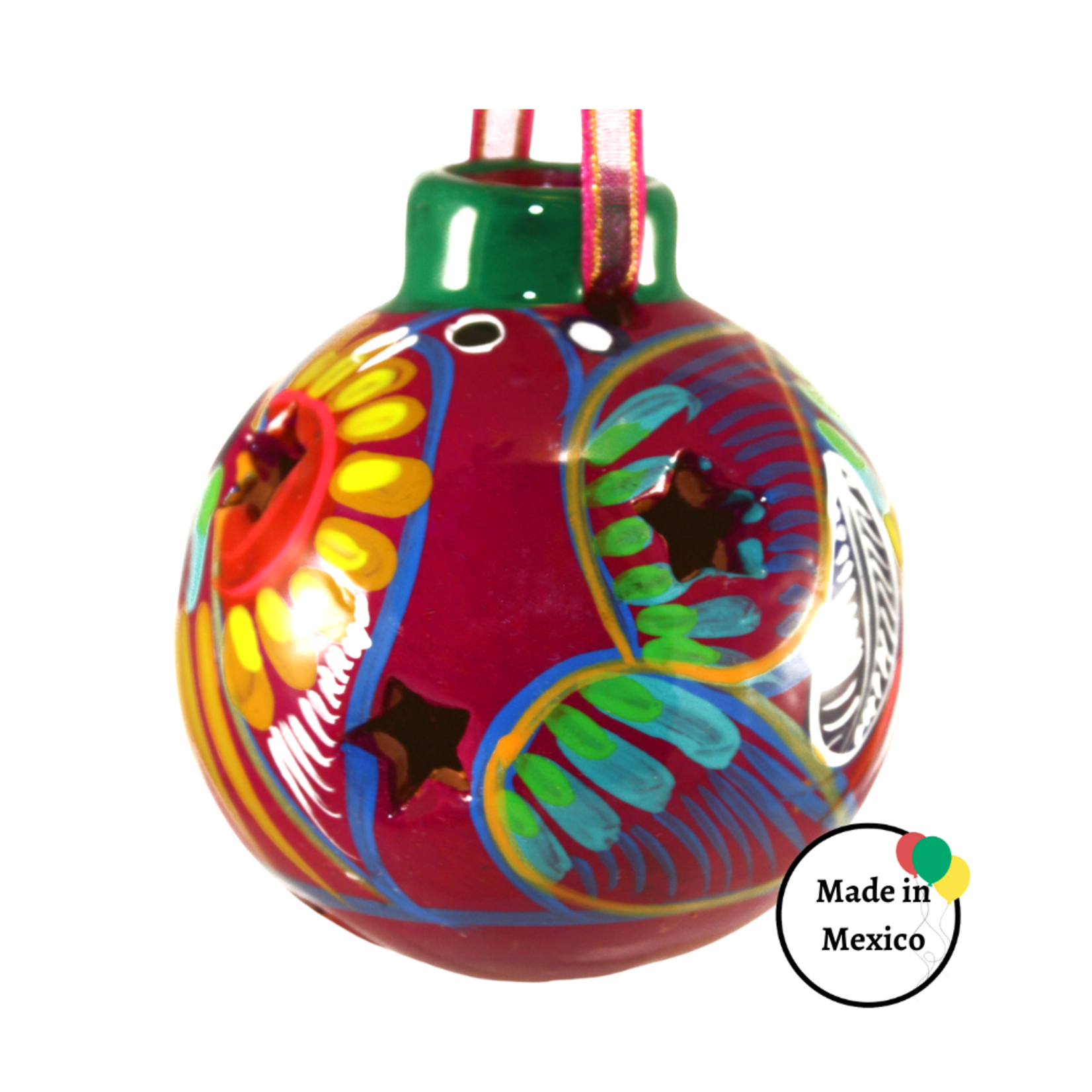 Esfera De Barro - Hand Painted Clay Mexican Christmas Ornament