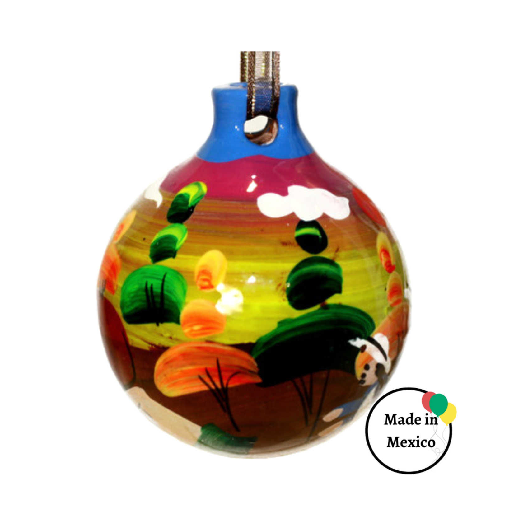 Esfera De Barro - Hand Painted Clay Mexican Christmas Ornament