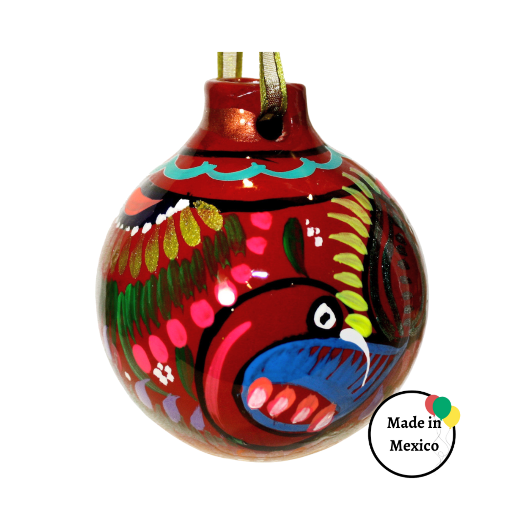 Esfera De Barro - Hand Painted Clay Mexican Christmas Ornament